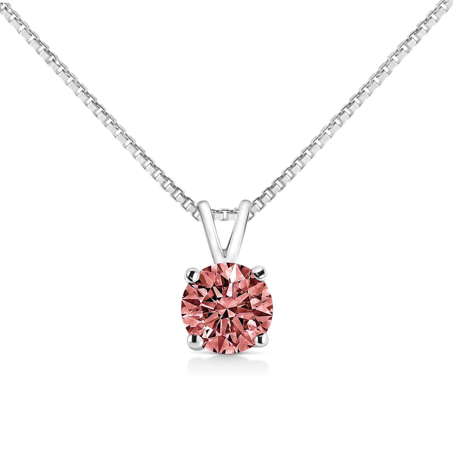 14K White Gold 1/2 Cttw Round Brilliant Cut Lab Grown Diamond 4 Prong Solitaire Pendant Necklace-0