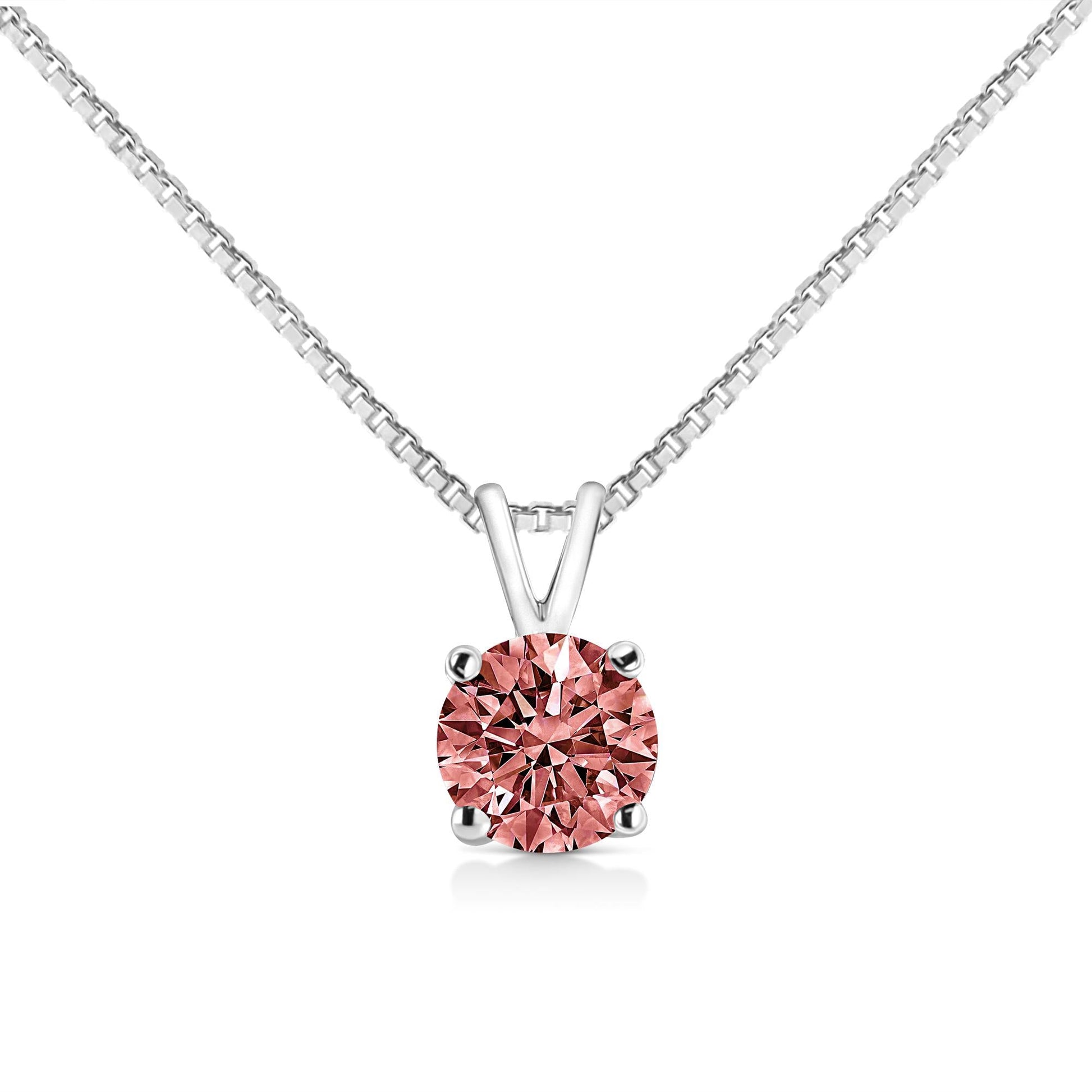 14K White Gold 1/2 Cttw Round Brilliant Cut Lab Grown Diamond 4 Prong Solitaire Pendant Necklace-0