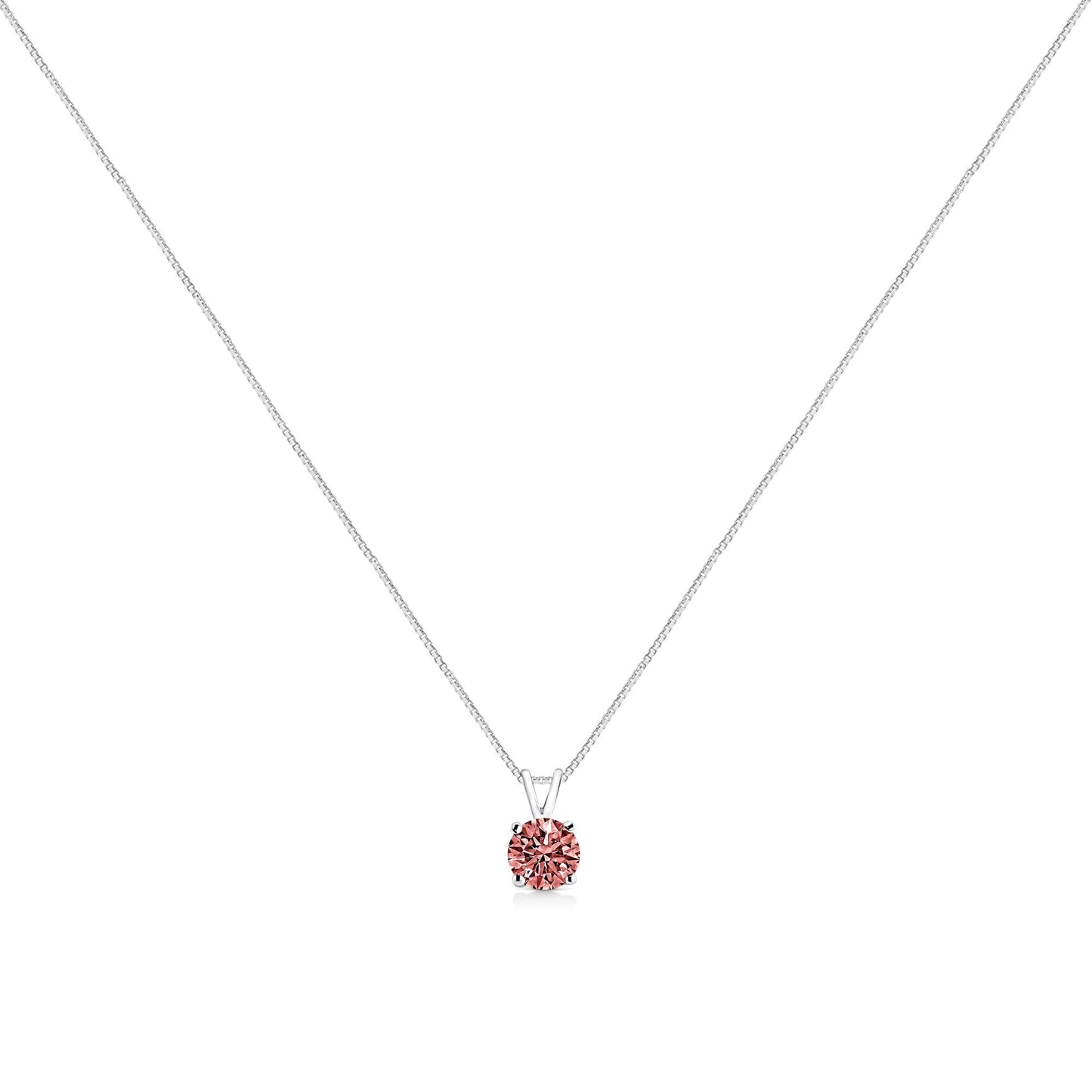 14K White Gold 1/2 Cttw Round Brilliant Cut Lab Grown Diamond 4 Prong Solitaire Pendant Necklace-2