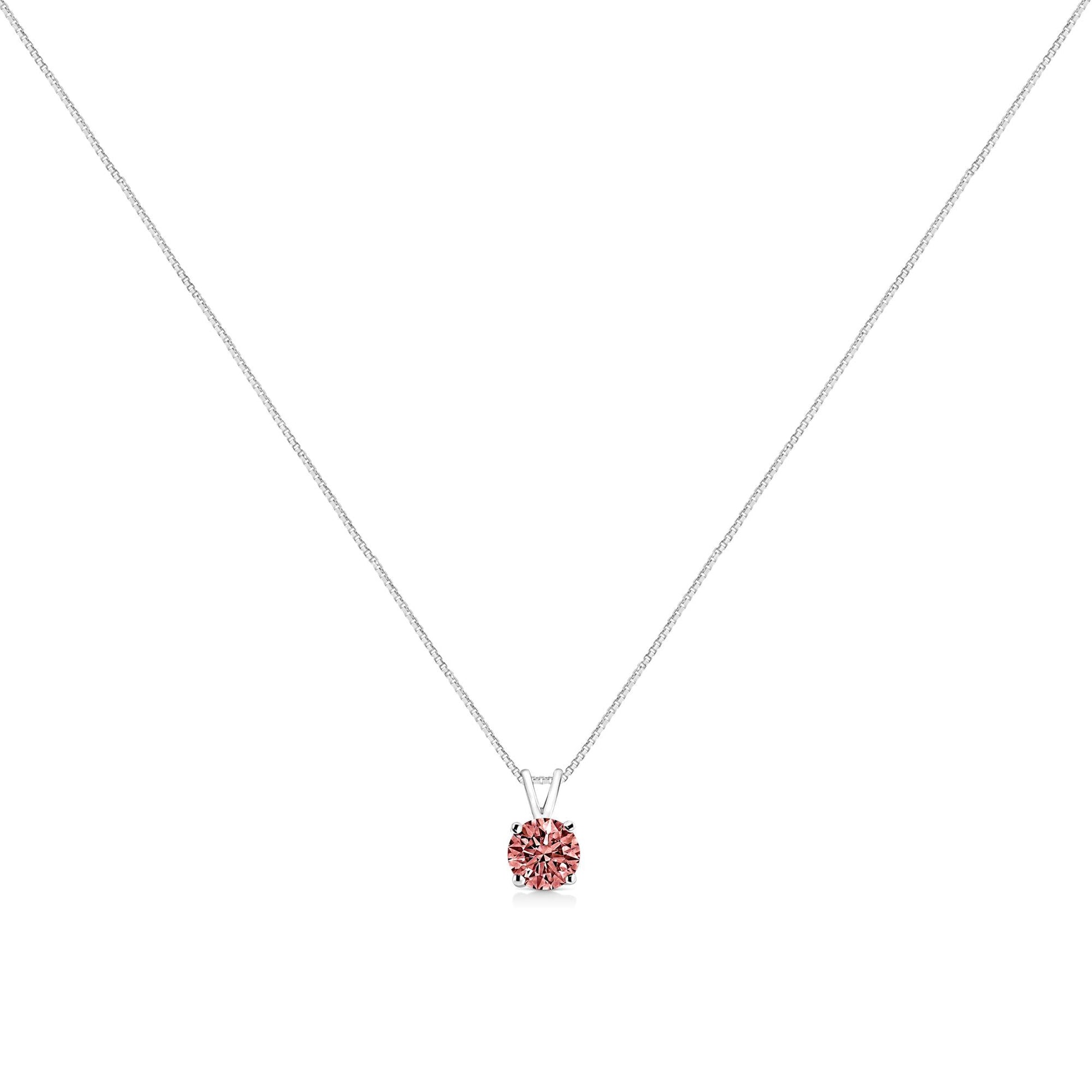 14K White Gold 1/2 Cttw Round Brilliant Cut Lab Grown Diamond 4 Prong Solitaire Pendant Necklace-2