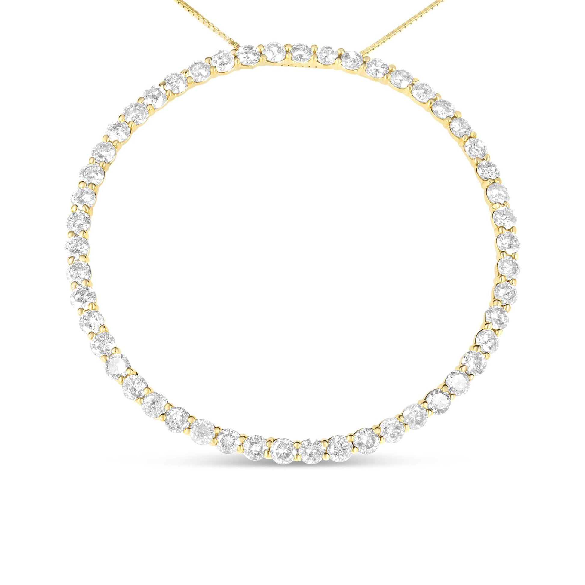 10K Yellow Gold Plated .925 Sterling Silver 4 Cttw Diamond Circle Hoop 18" Pendant Necklace (J-K Color, I1-I2 Clarity)-0