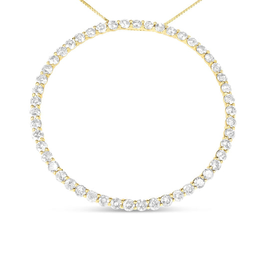 10K Yellow Gold Plated .925 Sterling Silver 4 Cttw Diamond Circle Hoop 18" Pendant Necklace (J-K Color, I1-I2 Clarity)-0