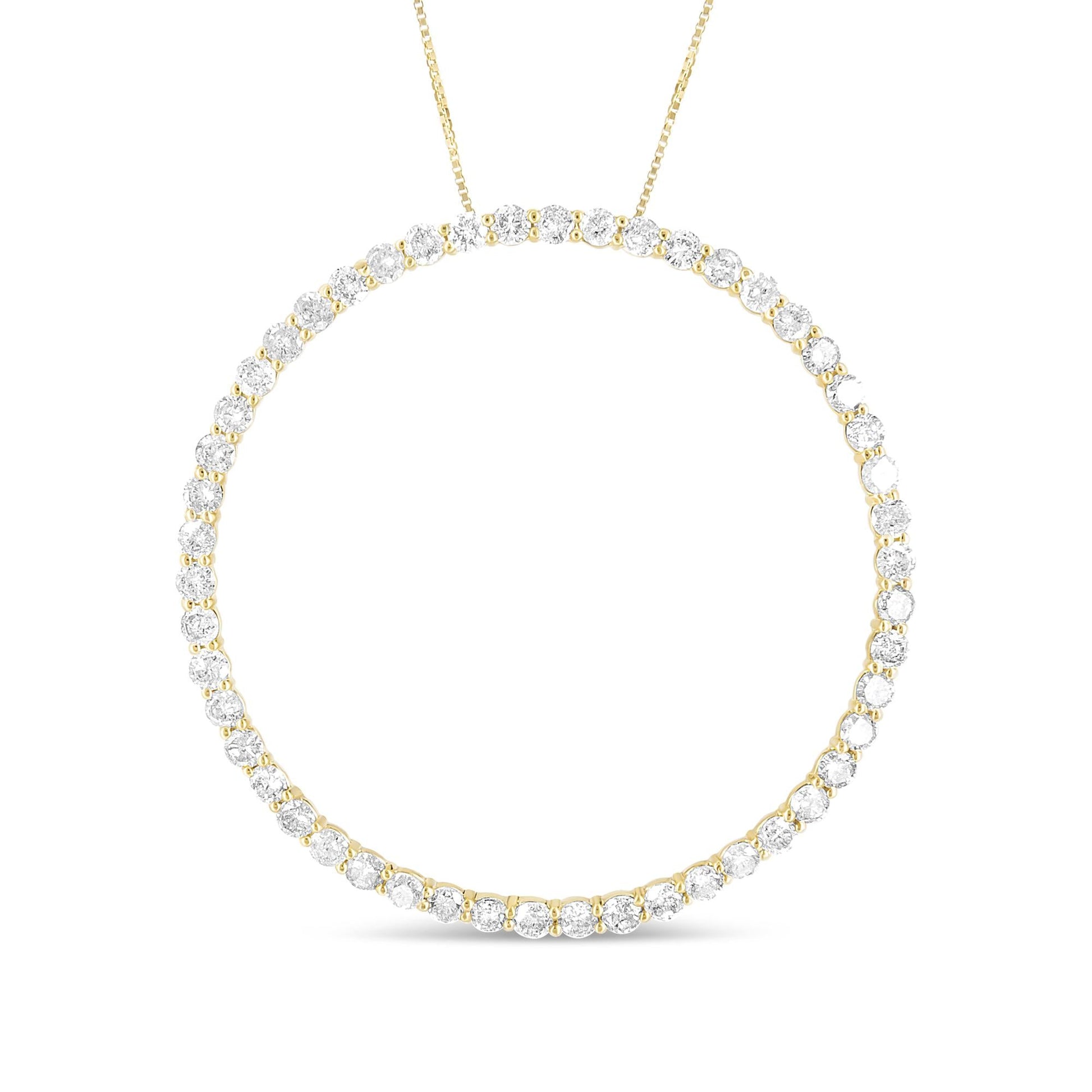 10K Yellow Gold Plated .925 Sterling Silver 4 Cttw Diamond Circle Hoop 18" Pendant Necklace (J-K Color, I1-I2 Clarity)-4