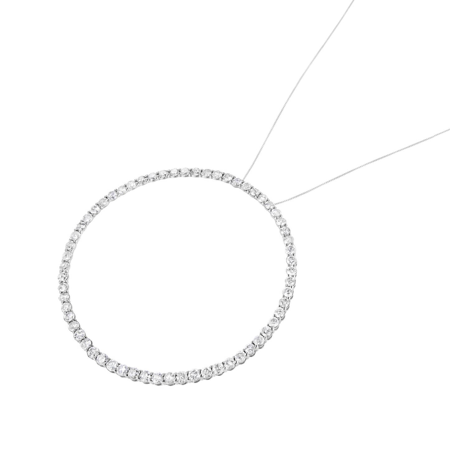 .925 Sterling Silver 5.0 Cttw Prong Set Round-cut Diamond Open Circle Hoop 18" Pendant Necklace (I-J Color, I2-I3 Clarity)-3