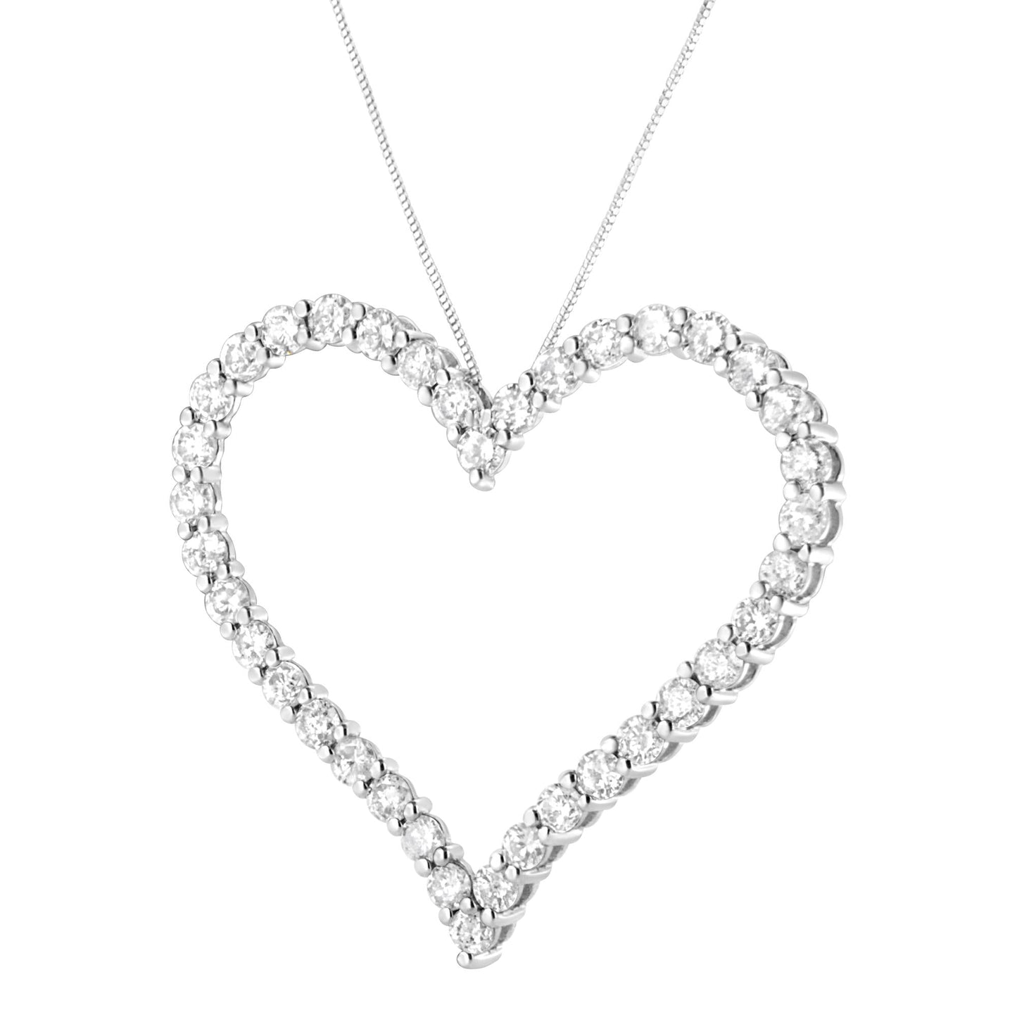 .925 Sterling Silver 3.0 cttw Round-Cut Diamond Open Heart Pendant Necklace (I-J Color, I2-I3 Clarity) - 18"-3