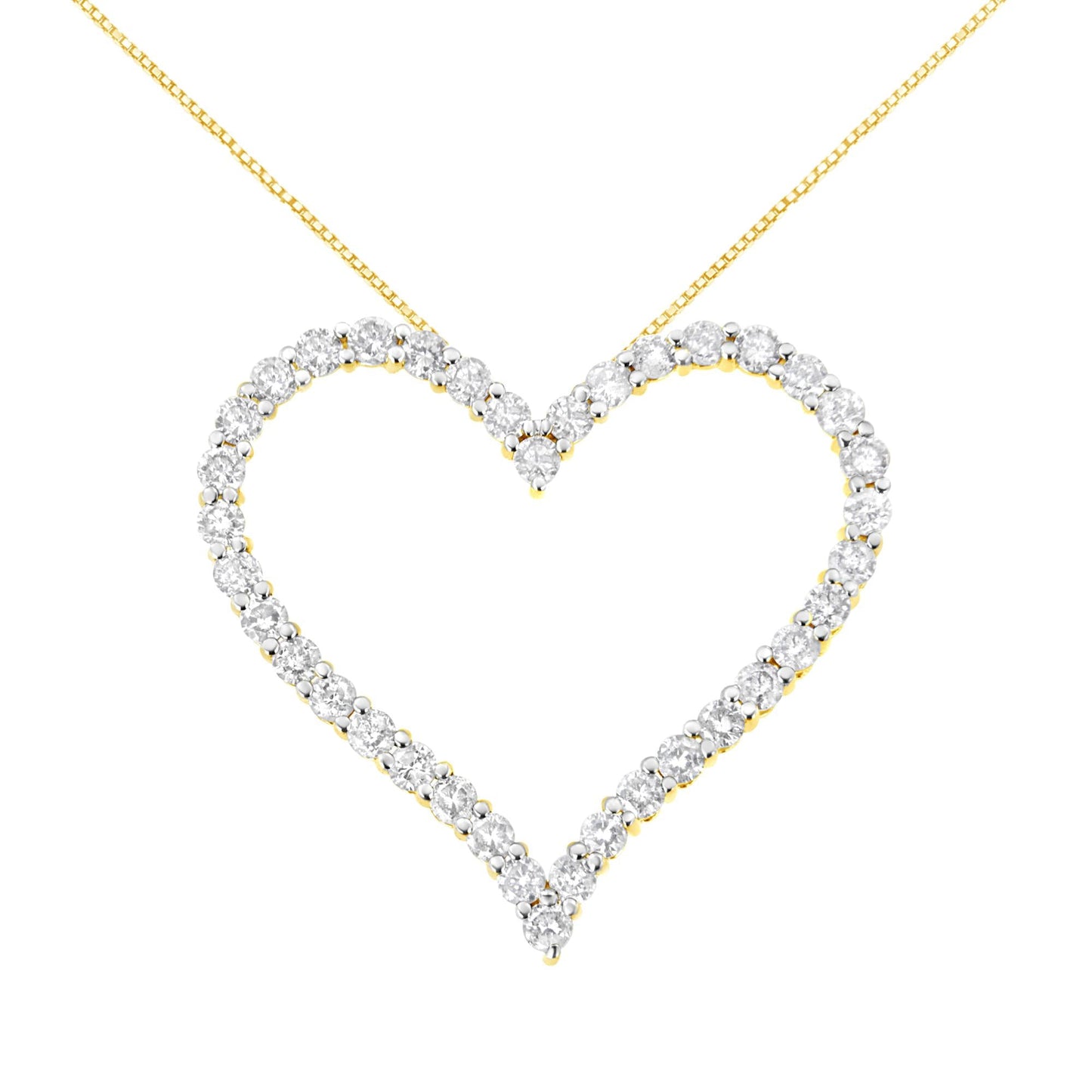 10k Yellow Gold Plated .925 Sterling Silver 3.0 cttw Round-Cut Diamond Open Heart Pendant Necklace (J-K Color, I1-I2 Clarity) - 18"-0