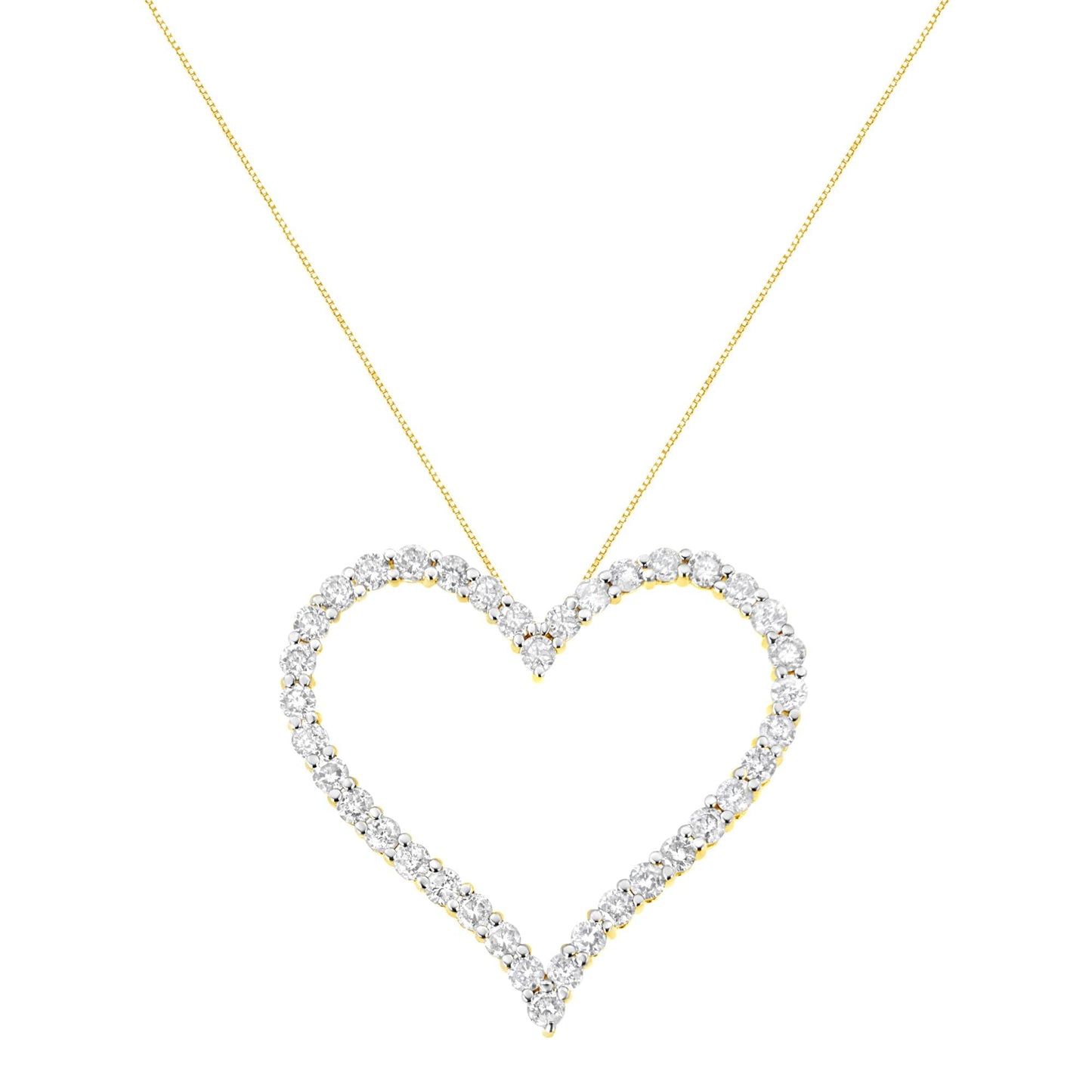 10k Yellow Gold Plated .925 Sterling Silver 3.0 cttw Round-Cut Diamond Open Heart Pendant Necklace (J-K Color, I1-I2 Clarity) - 18"-1
