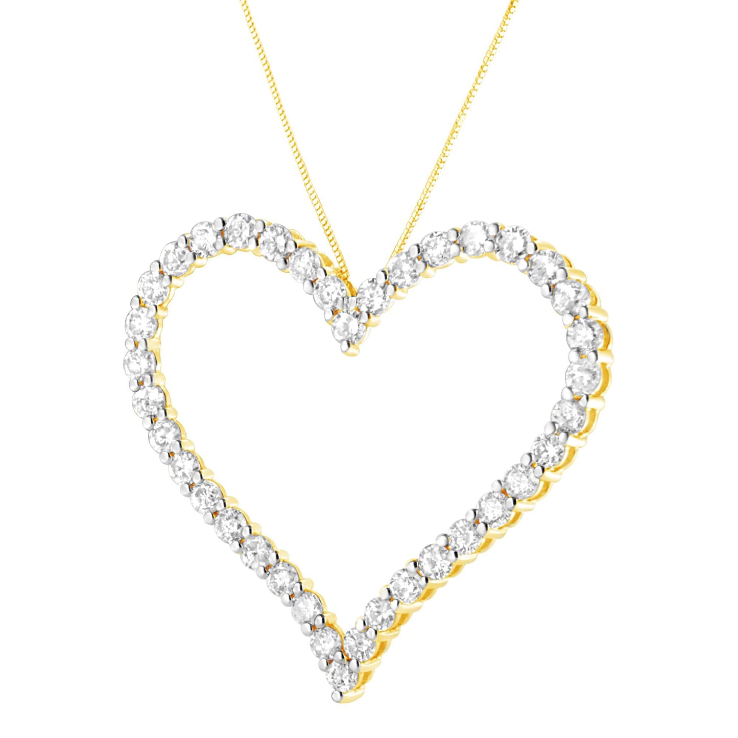 10k Yellow Gold Plated .925 Sterling Silver 3.0 cttw Round-Cut Diamond Open Heart Pendant Necklace (J-K Color, I1-I2 Clarity) - 18"-3