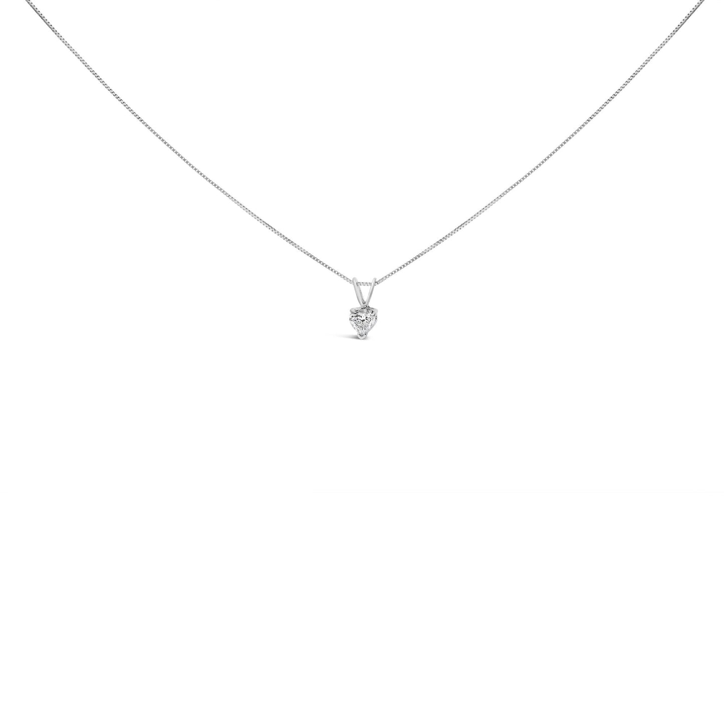 14K White Gold 3-Prong Set Heart Shaped Solitaire Lab Grown Diamond 18" Pendant Necklace (F-G Color, VS2-SI1 Clarity)-2