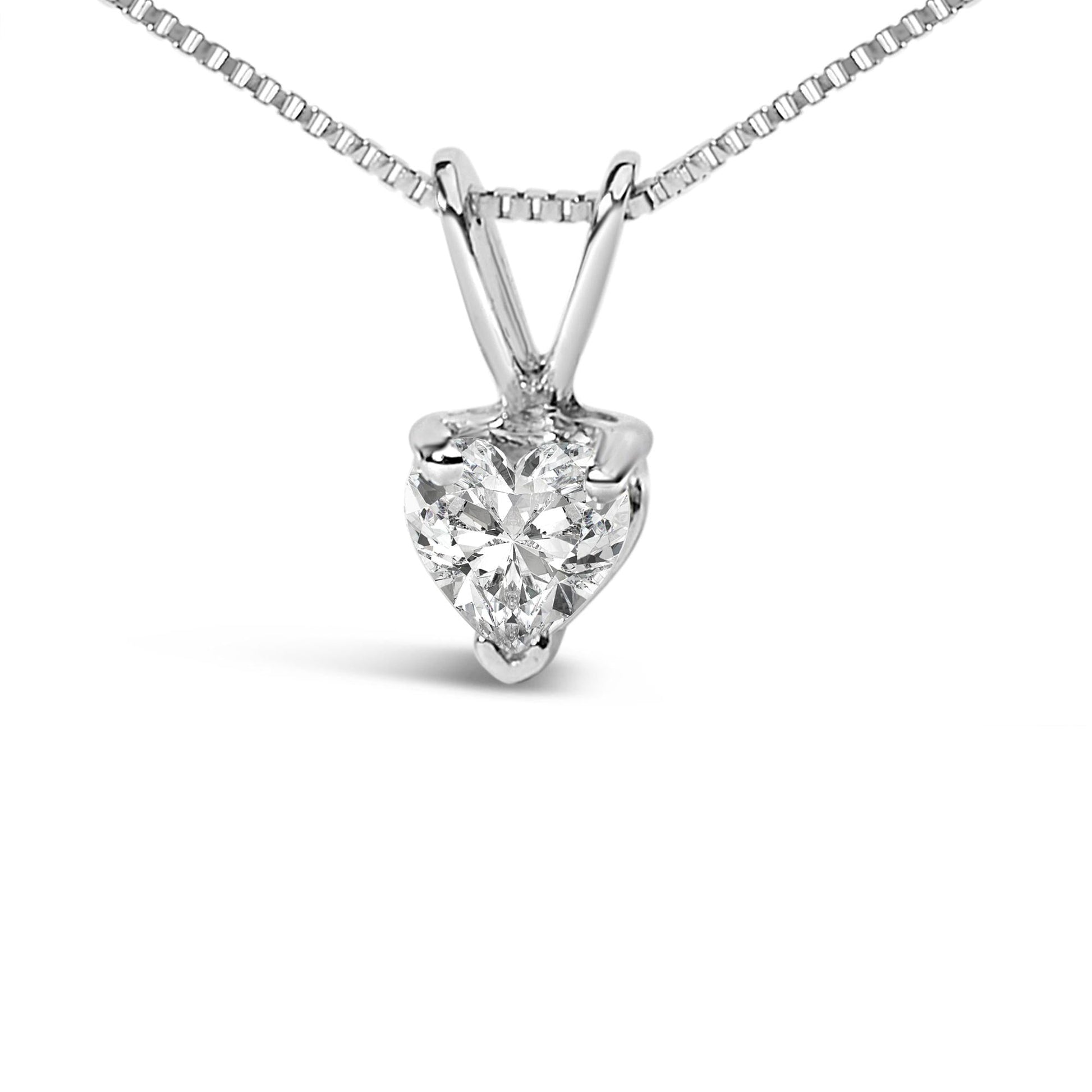 14K White Gold 3-Prong Set Heart Shaped Solitaire Lab Grown Diamond 18" Pendant Necklace (F-G Color, VS2-SI1 Clarity)-0