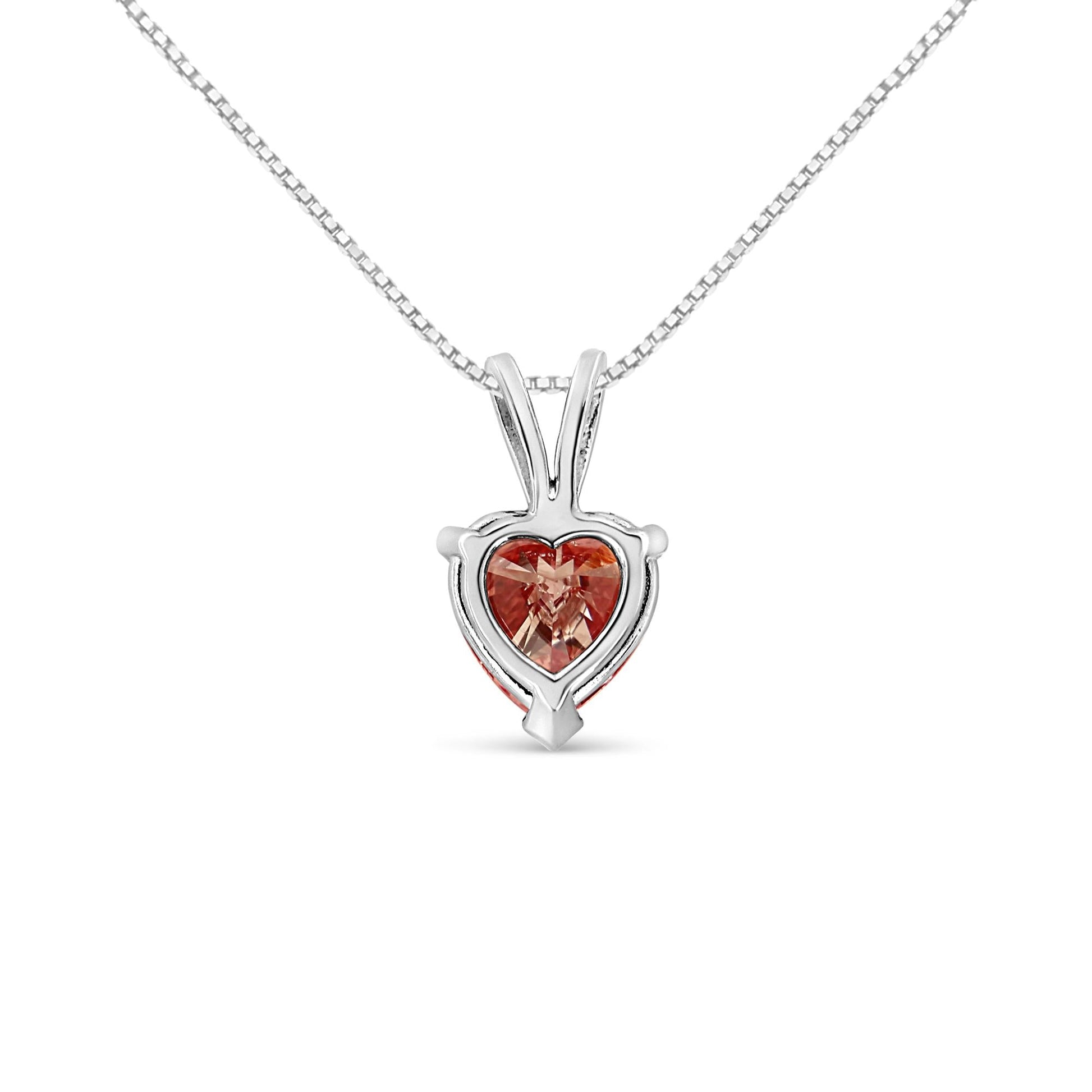 IGI Certified 14K White Gold Martini Set 1.00 Cttw Lab Grown Pink Heart Diamond Solitaire 18" Pendant Necklace (Pink Color, SI2 Clarity)-1
