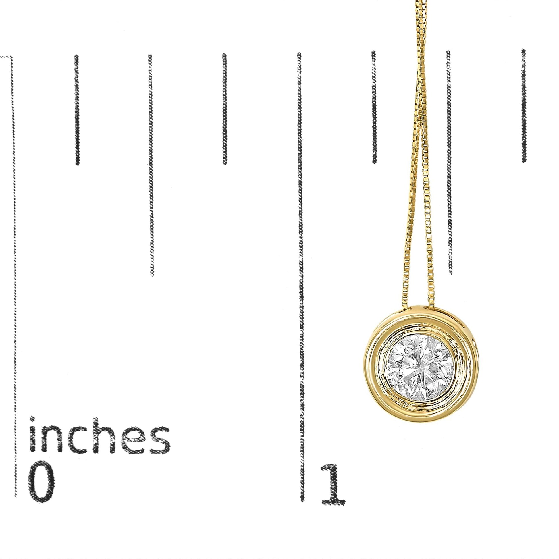 14K Yellow Gold 1 3/8 Cttw Bezel Set Round Champagne Diamond Solitaire 18" Pendant Necklace (Champagne Color, SI2-I1 Clarity)-4