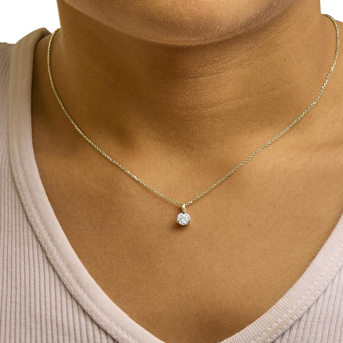 14K Yellow Gold 3/8 Cttw 3 Prong Martini Set Round Diamond Solitaire Pendant Necklace (G-H Color, SI2-I1 Clarity) - 18" Inches-2