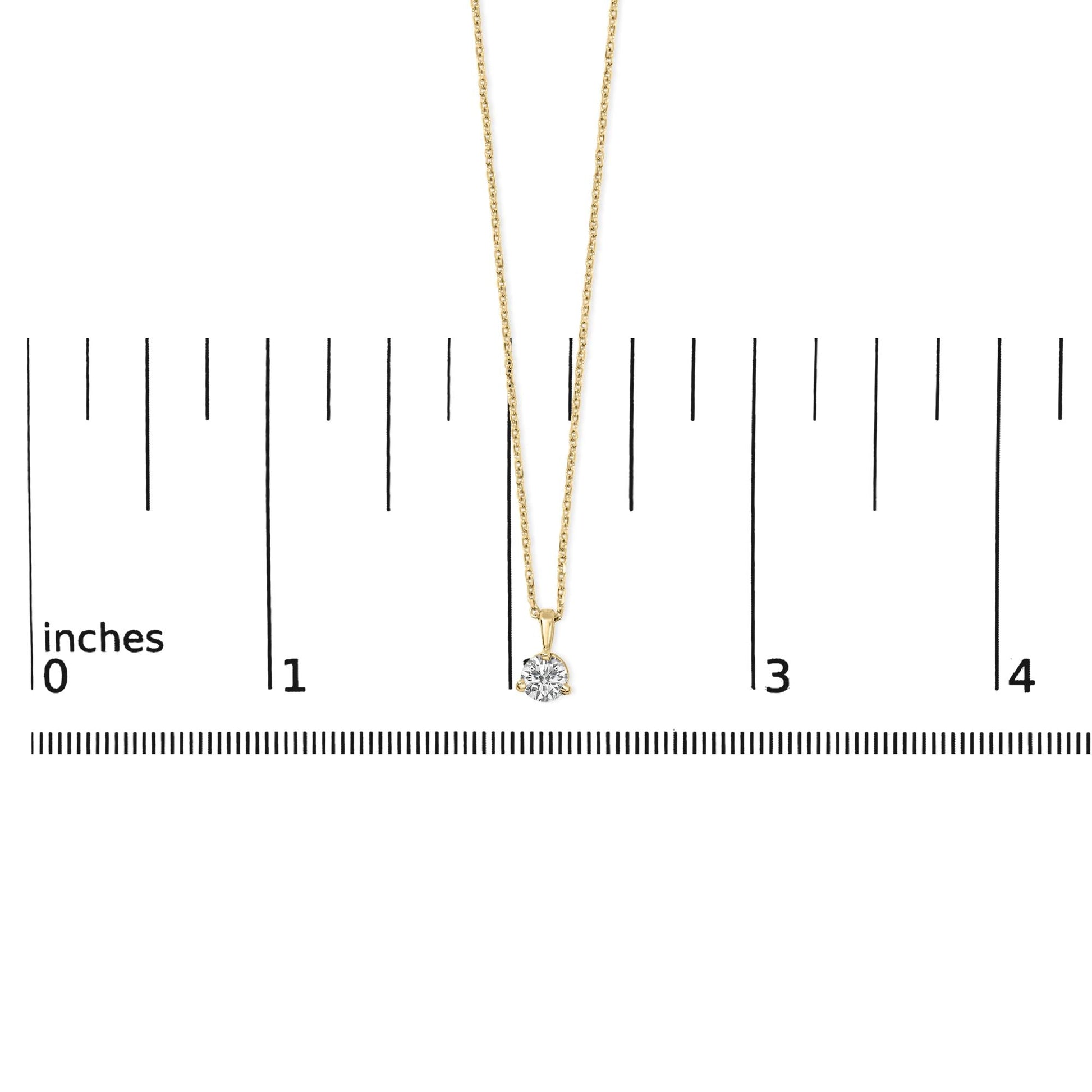 14K Yellow Gold 3/8 Cttw 3 Prong Martini Set Round Diamond Solitaire Pendant Necklace (G-H Color, SI2-I1 Clarity) - 18" Inches-4