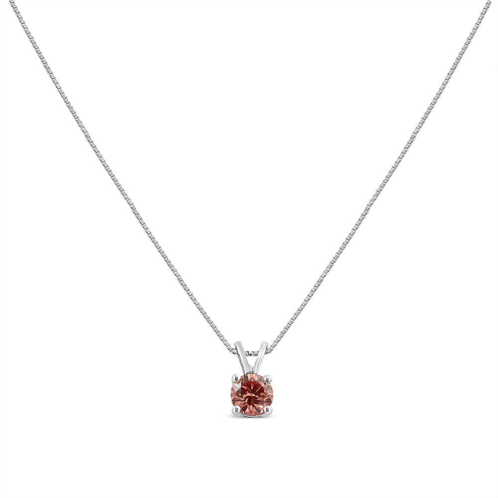 10K White Gold 1/4 Cttw Round Brilliant Cut Lab Grown Diamond 4-Prong Solitaire Pendant Necklace-2