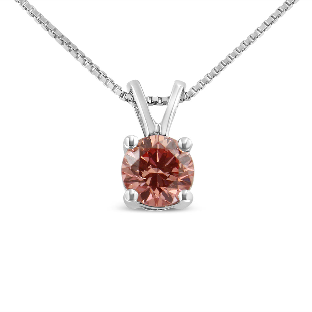 10K White Gold 1/4 Cttw Round Brilliant Cut Lab Grown Diamond 4-Prong Solitaire Pendant Necklace-0
