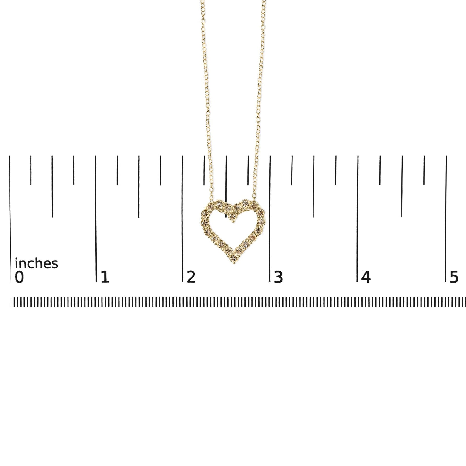 10K Yellow Gold Flashed .925 Sterling Silver 1/2 Cttw Champagne Diamond Miracle Plate Heart Pendant Necklace (K-L Color, I1-I2 Clarity) - 18"-4