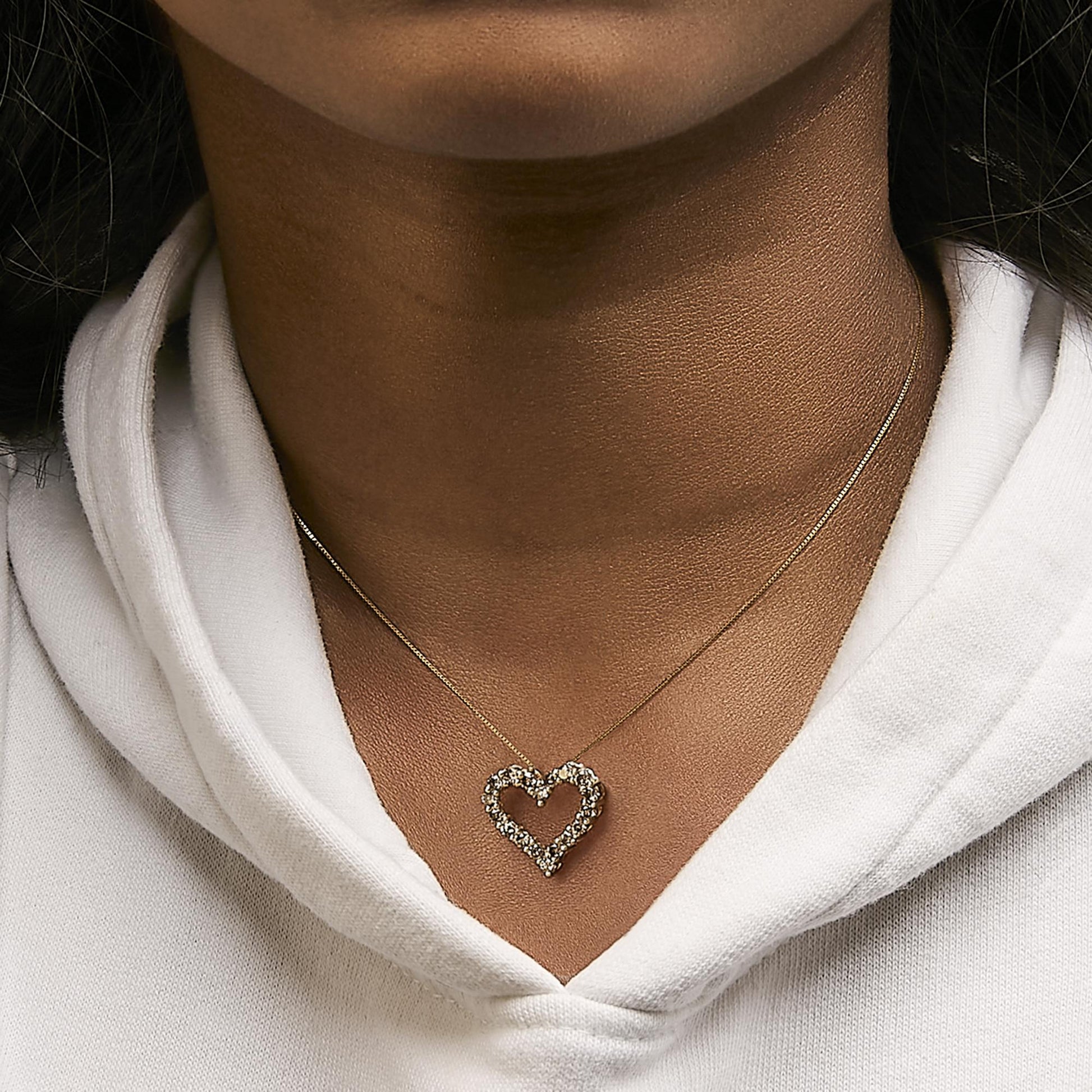 14K Yellow Gold Plated .925 Sterling Silver 1.0 Cttw Champagne Diamond Heart Pendant Necklace (K-L Color, I1-I2 Clarity) - 18"-2