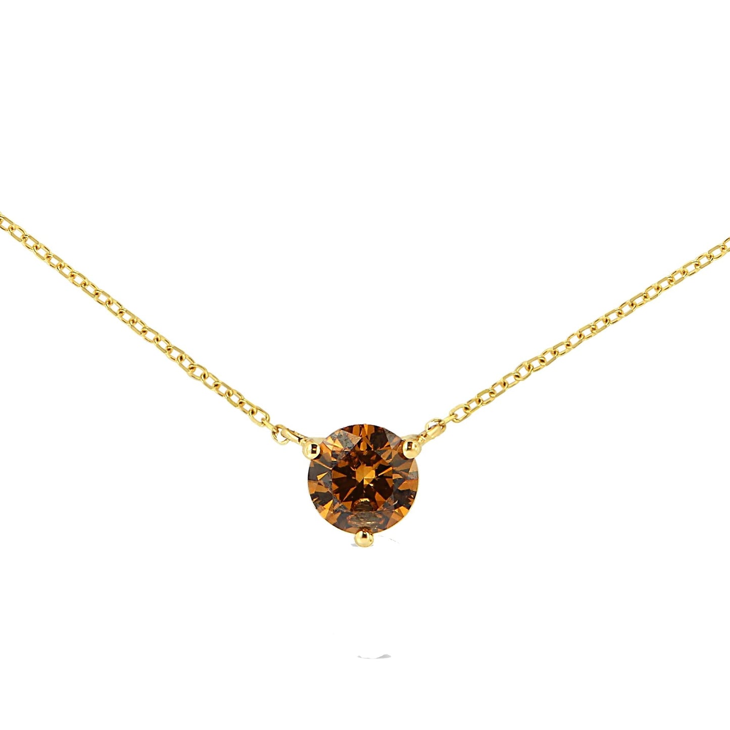 14K Yellow Gold 1/2 Cttw Martini Set Lab Grown Yellow Diamond Solitaire 18" Pendant Necklace (Yellow Color, VS2-SI1 Clarity)-0