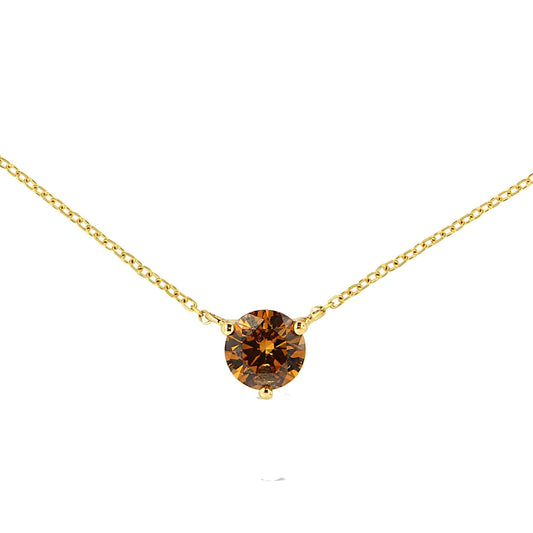 14K Yellow Gold 1/2 Cttw Martini Set Lab Grown Yellow Diamond Solitaire 18" Pendant Necklace (Yellow Color, VS2-SI1 Clarity)-0