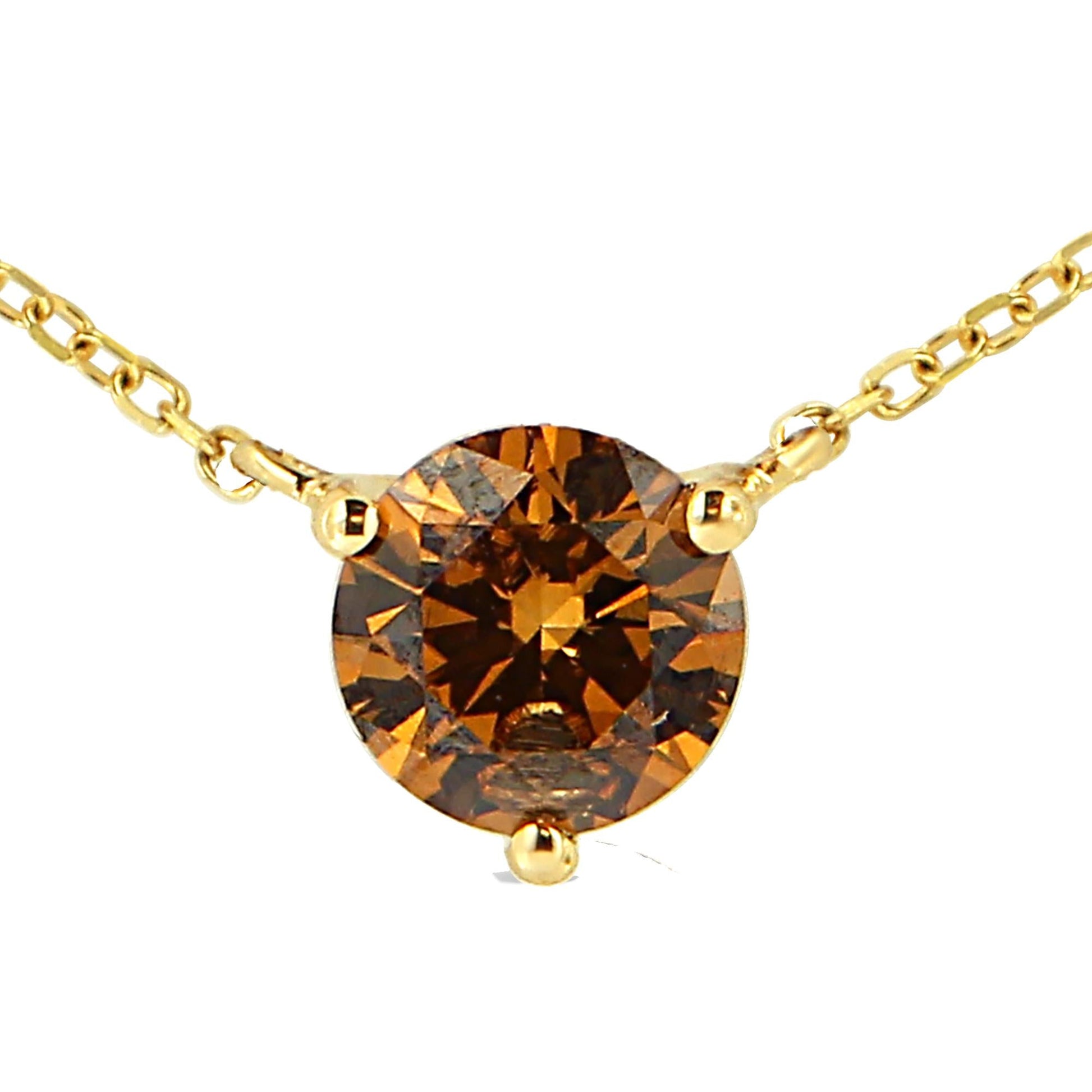 14K Yellow Gold 1/2 Cttw Martini Set Lab Grown Yellow Diamond Solitaire 18" Pendant Necklace (Yellow Color, VS2-SI1 Clarity)-1