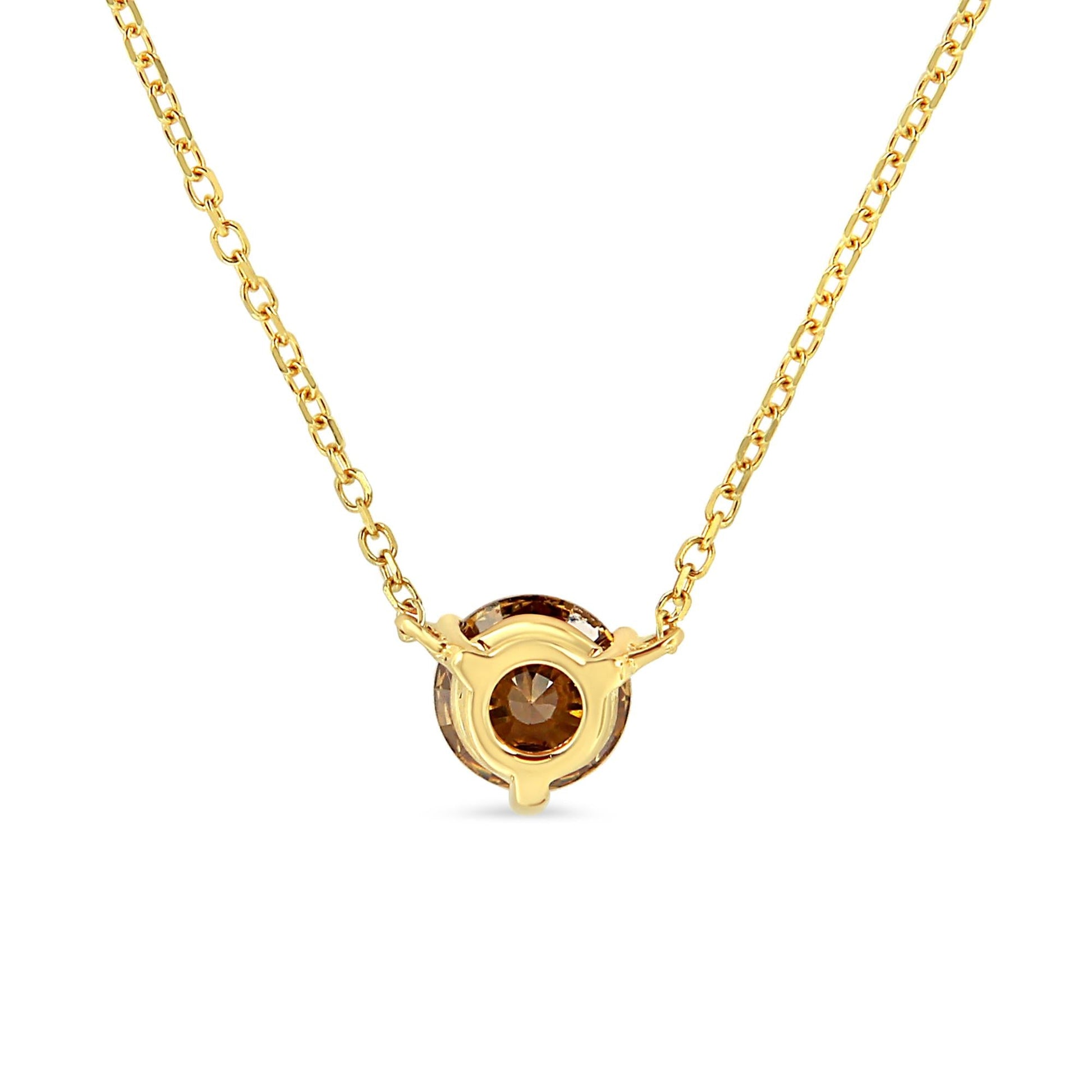 14K Yellow Gold 1/2 Cttw Martini Set Lab Grown Yellow Diamond Solitaire 18" Pendant Necklace (Yellow Color, VS2-SI1 Clarity)-4