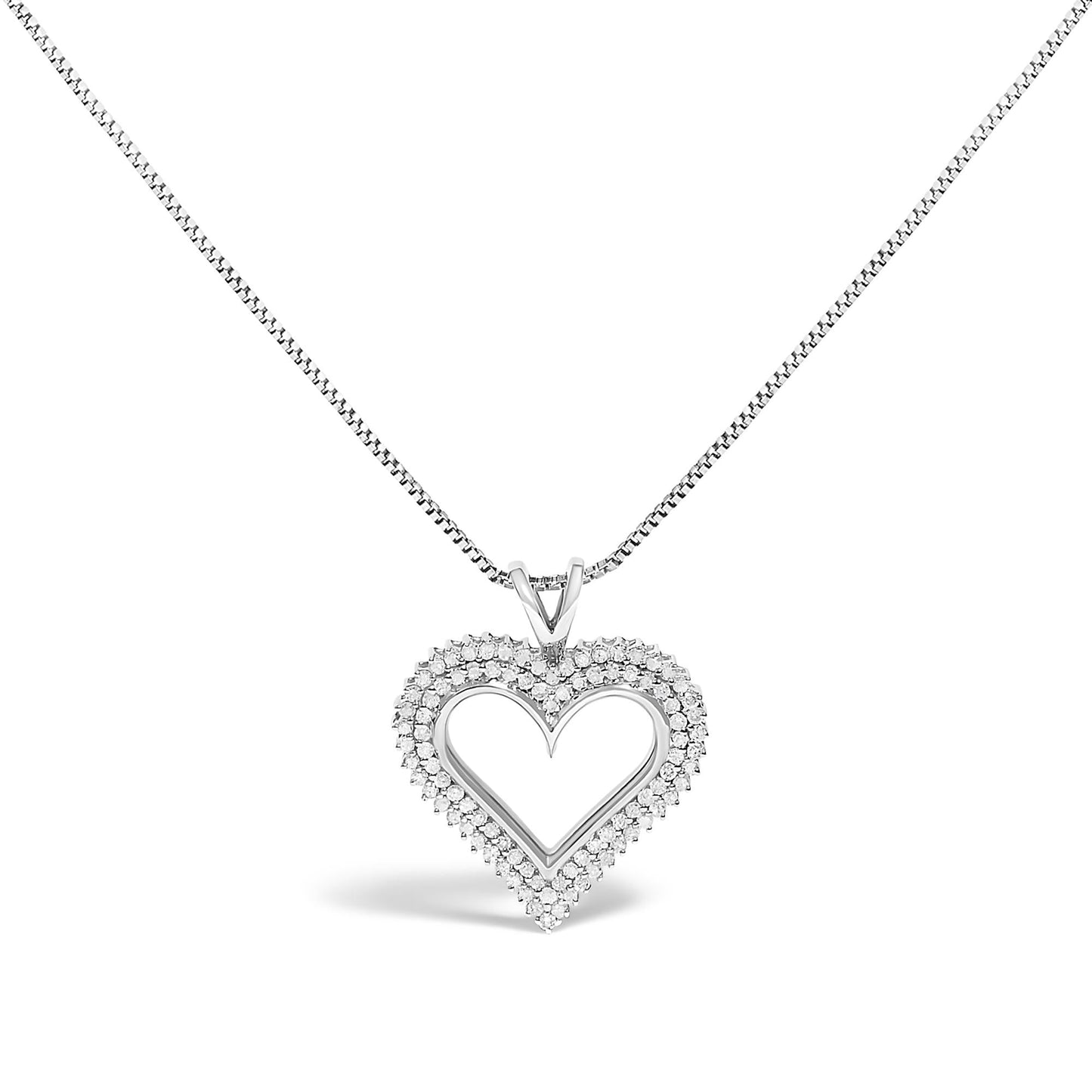 .925 Sterling Silver Diamond Heart 18" Pendant Necklace (I-J Color, I2-I3 Clarity)-7