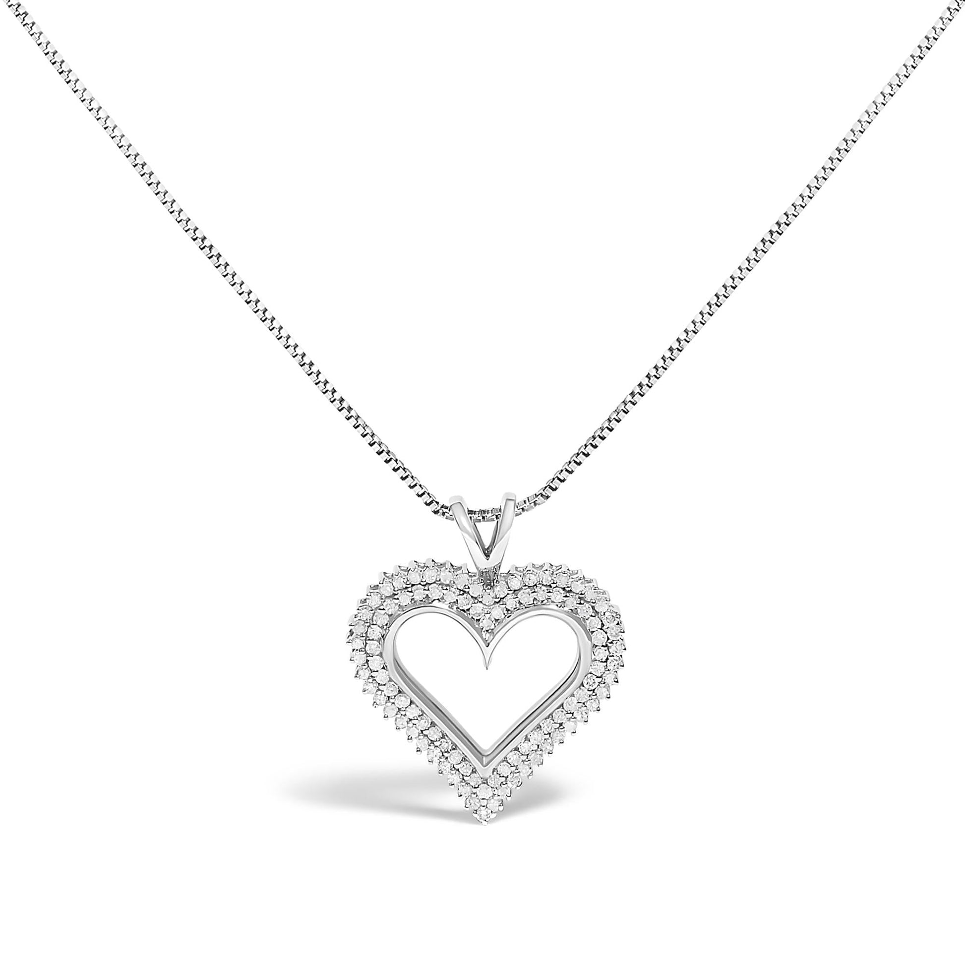 .925 Sterling Silver Diamond Heart 18" Pendant Necklace (I-J Color, I2-I3 Clarity)-7