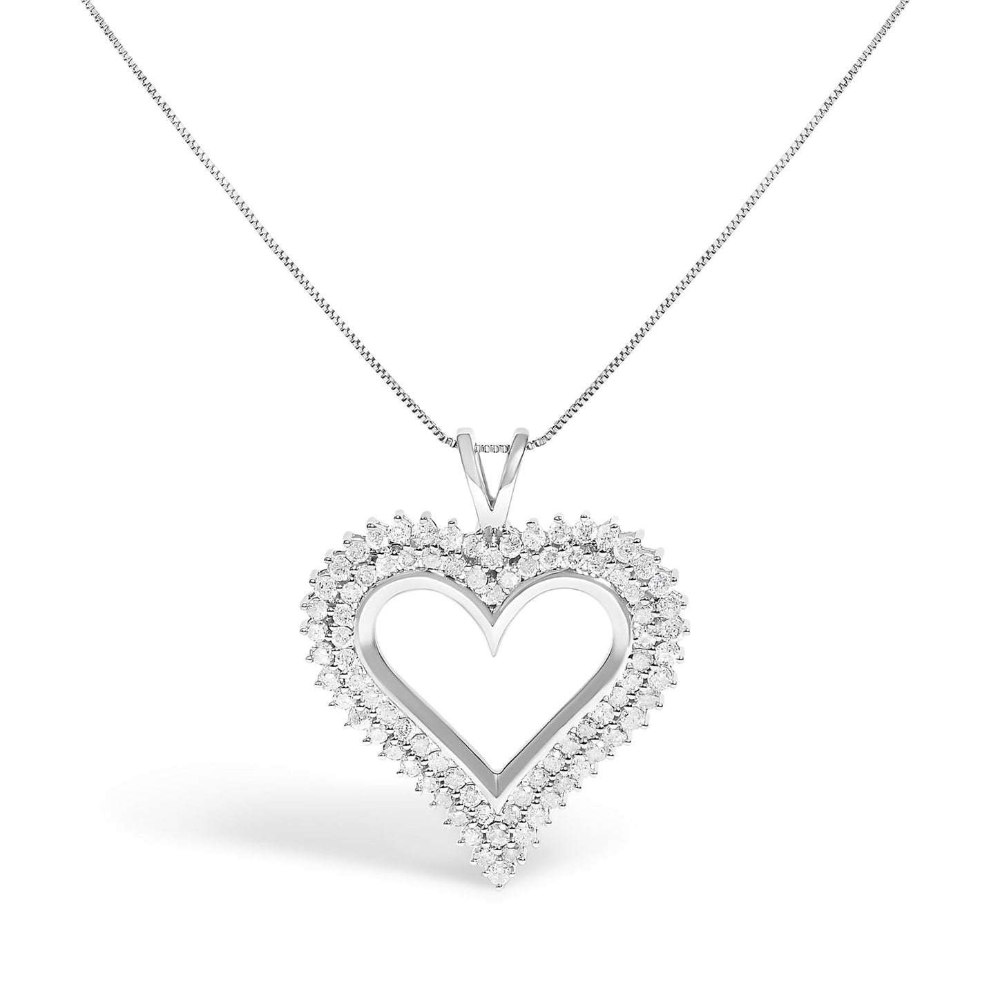 .925 Sterling Silver Diamond Heart 18" Pendant Necklace (I-J Color, I2-I3 Clarity)-2