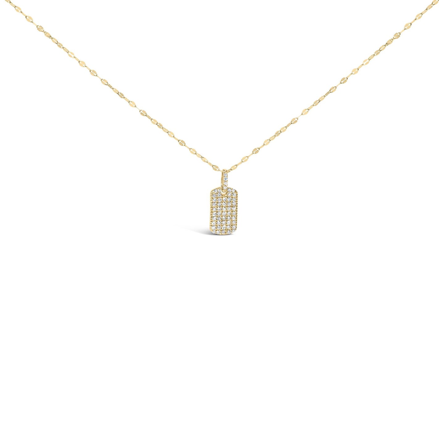 14K Yellow Gold 1/3 Cttw Diamond Dog Tag Pendant Necklaces 18"-0