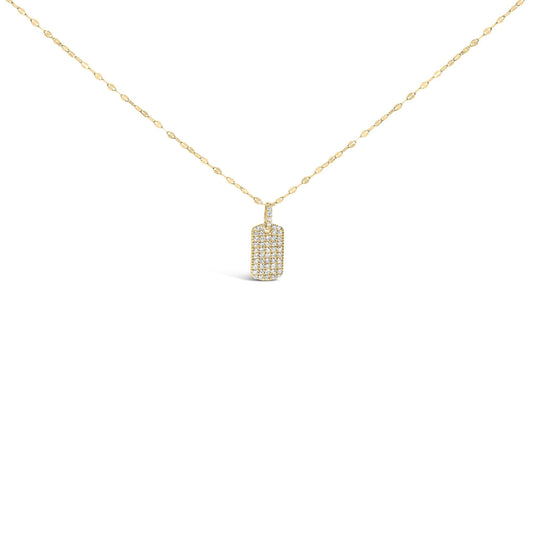 14K Yellow Gold 1/3 Cttw Diamond Dog Tag Pendant Necklaces 18"-0