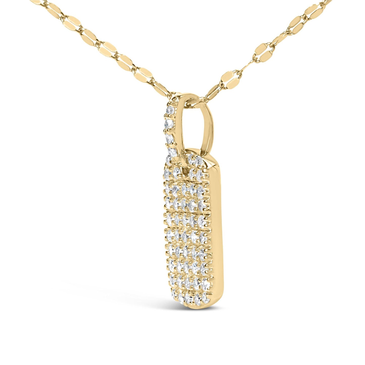 14K Yellow Gold 1/3 Cttw Diamond Dog Tag Pendant Necklaces 18"-2
