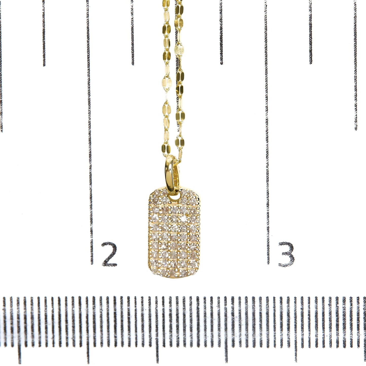 14K Yellow Gold 1/3 Cttw Diamond Dog Tag Pendant Necklaces 18"-3