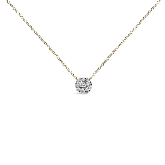 14K Yellow Gold Plated Sterling Silver 3/8 Cttw Diamond Cluster Pendant Necklace-0
