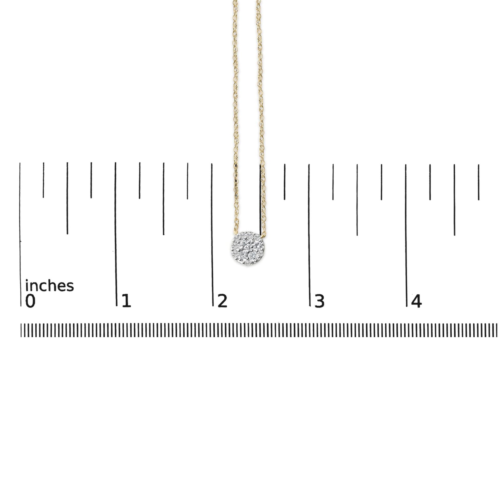 14K Yellow Gold Plated Sterling Silver 3/8 Cttw Diamond Cluster Pendant Necklace-4