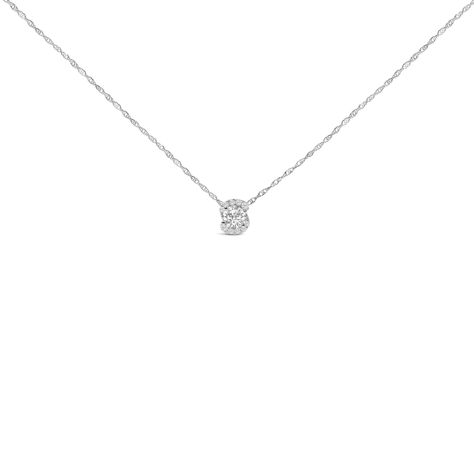 .925 Sterling Silver 1.0 Cttw Lab Grown Round-Cut Diamond Pendant Necklace 18"-1