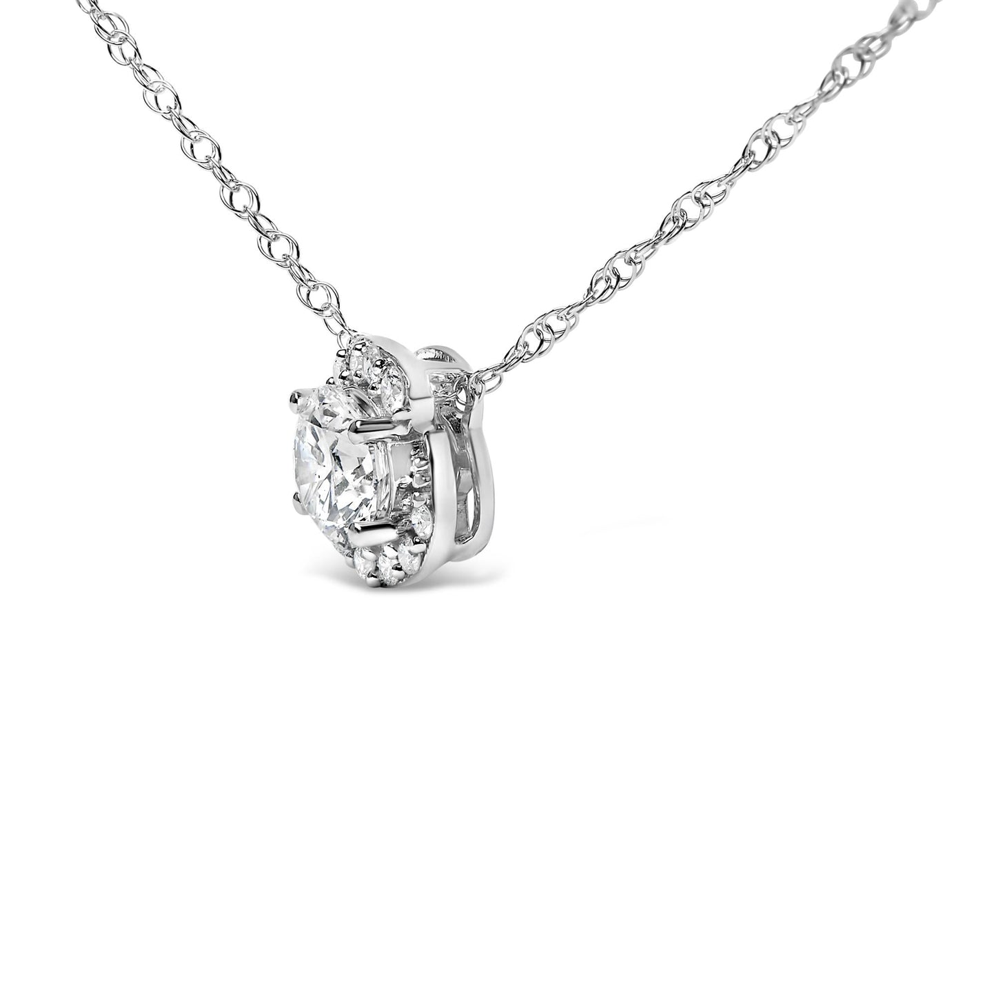 .925 Sterling Silver 1.0 Cttw Lab Grown Round-Cut Diamond Pendant Necklace 18"-3
