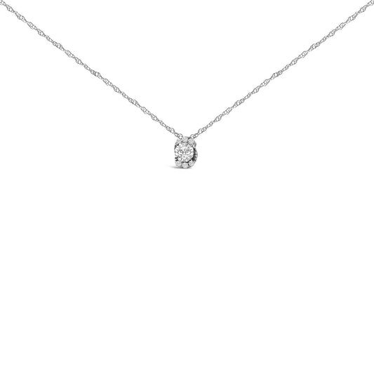 Sterling Silver 1/2 Cttw Lab Grown Diamond Oval Halo Pendant Necklace-0