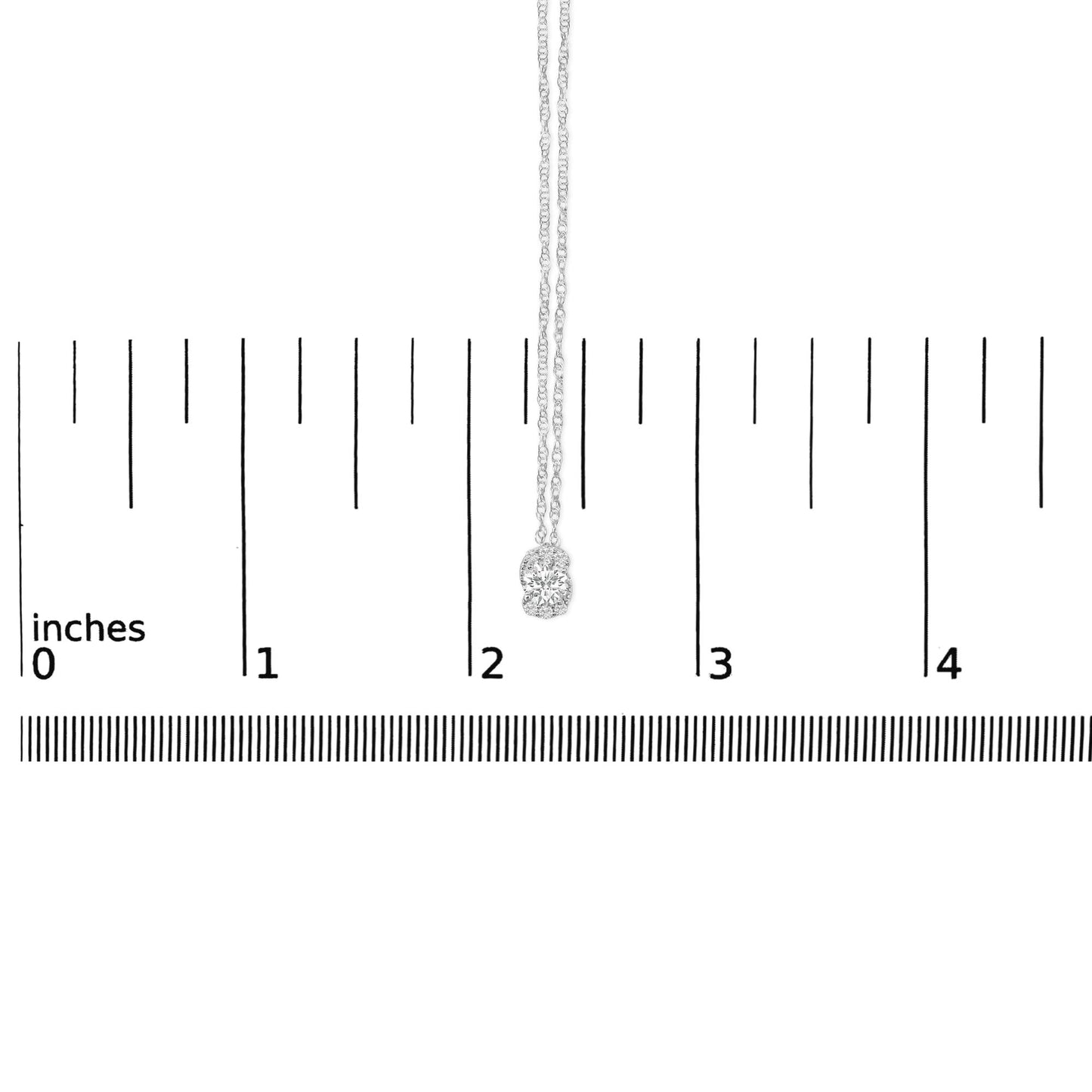Sterling Silver 1/2 Cttw Lab Grown Diamond Oval Halo Pendant Necklace-4