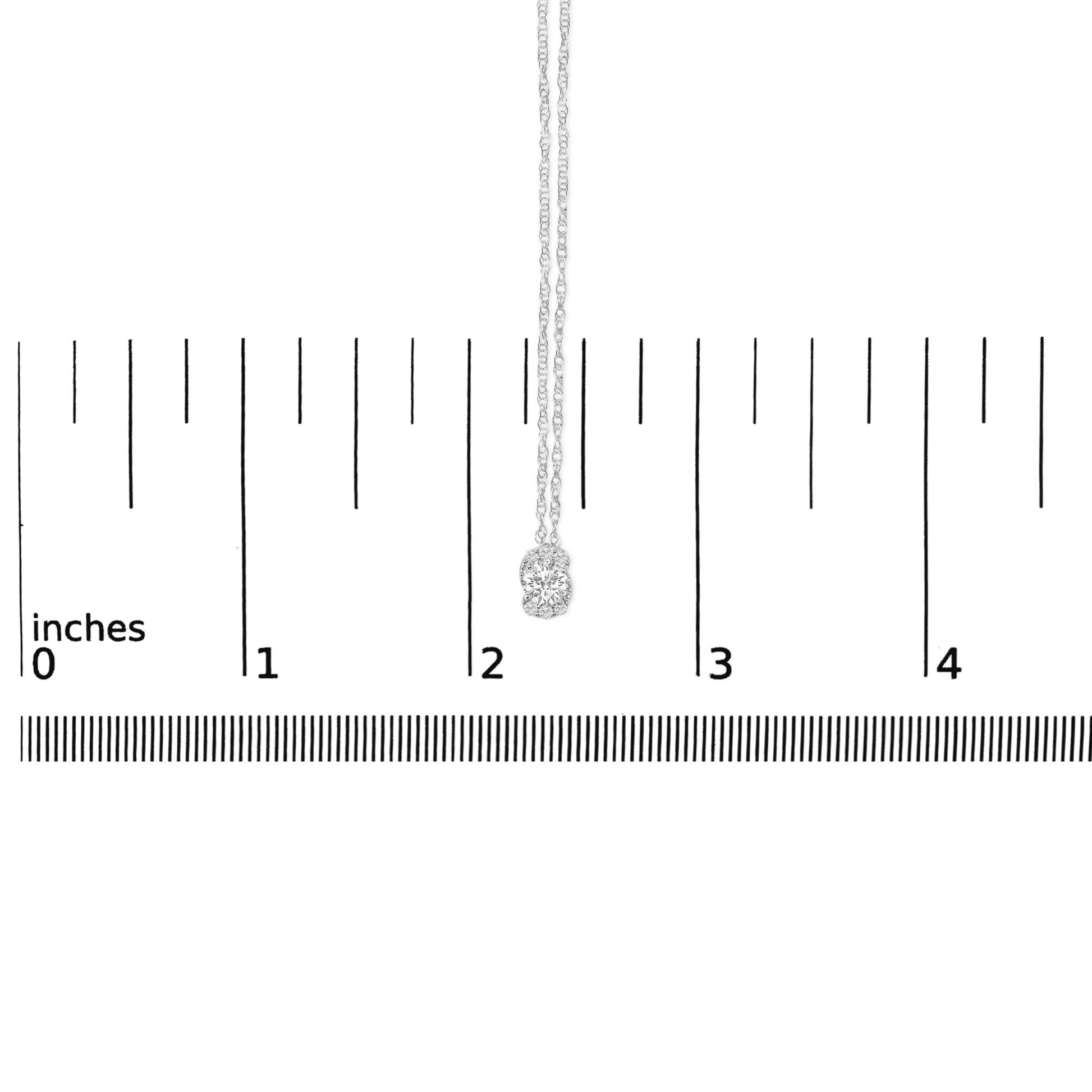 Sterling Silver 1/2 Cttw Lab Grown Diamond Oval Halo Pendant Necklace-4