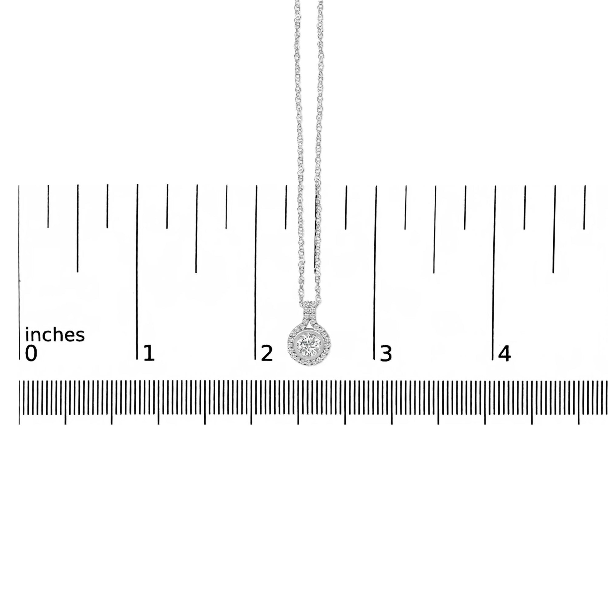 Sterling Silver 3/4 Cttw Lab Grown Diamond Halo Pendant Necklace-4