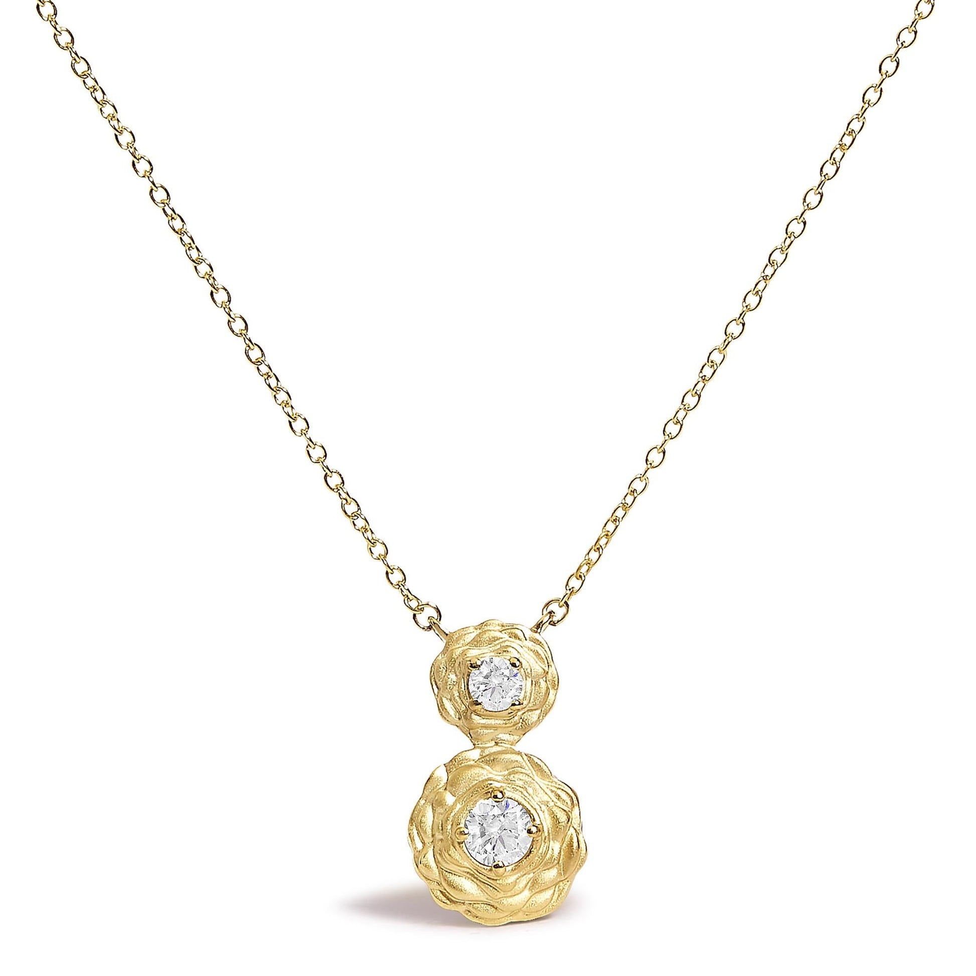 14K Yellow Gold Plated Sterling Silver 1/2 Cttw Lab Grown Diamond Rose Pendant Necklace-0