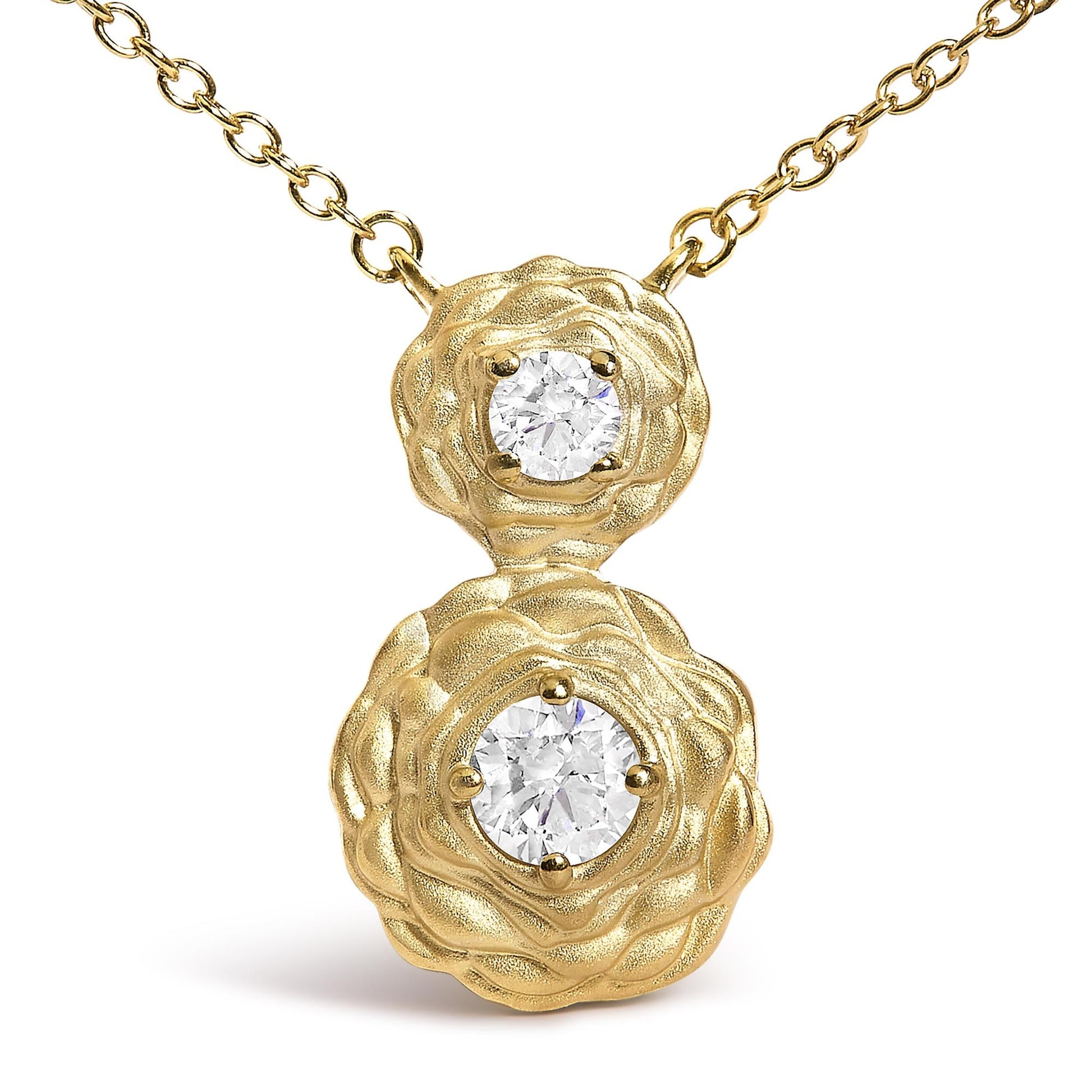 14K Yellow Gold Plated Sterling Silver 1/2 Cttw Lab Grown Diamond Rose Pendant Necklace-1