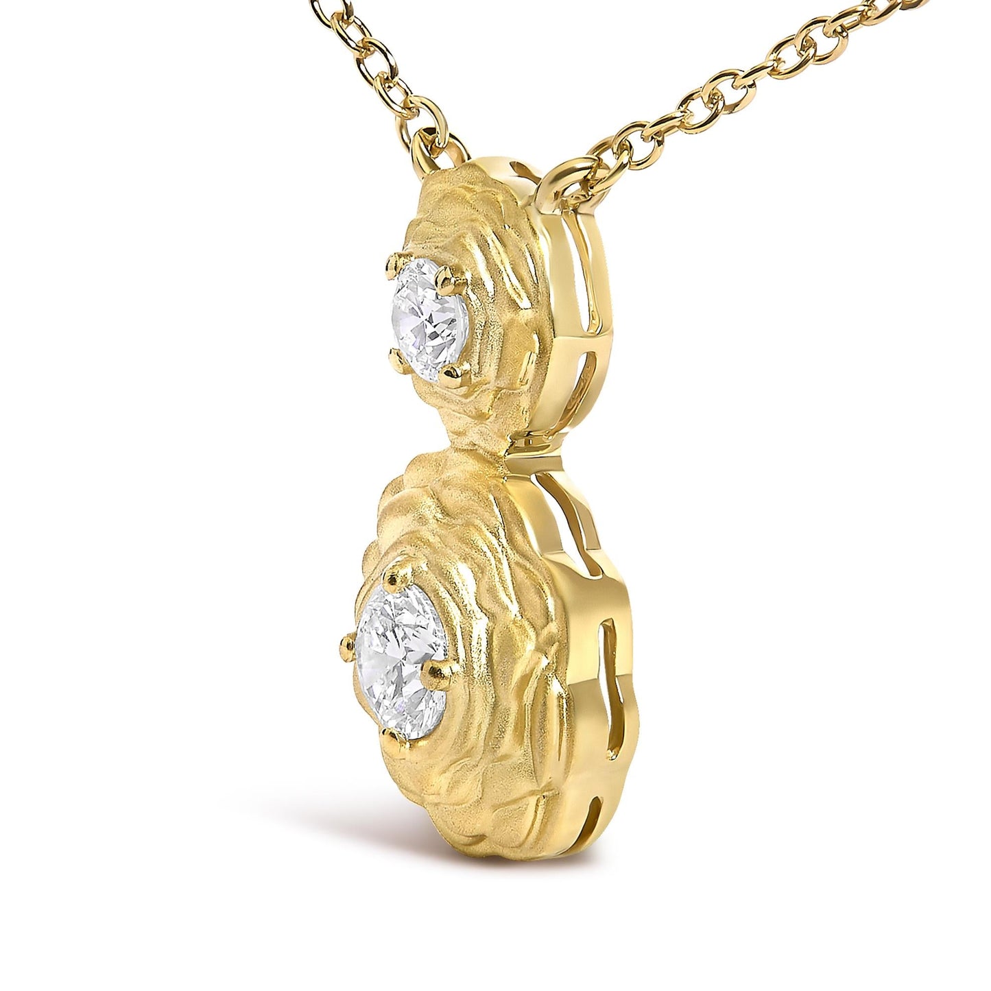 14K Yellow Gold Plated Sterling Silver 1/2 Cttw Lab Grown Diamond Rose Pendant Necklace-3
