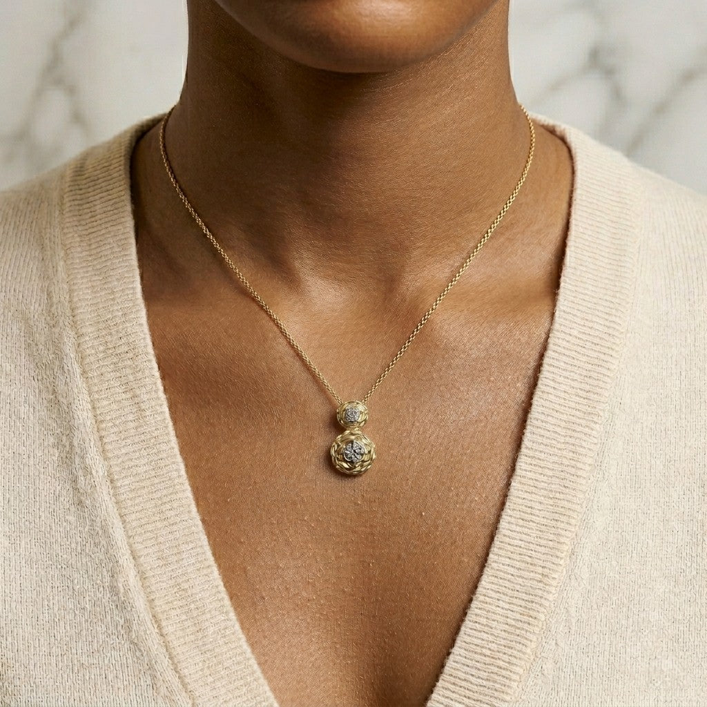 14K Yellow Gold Plated Sterling Silver 1/2 Cttw Lab Grown Diamond Rose Pendant Necklace-2
