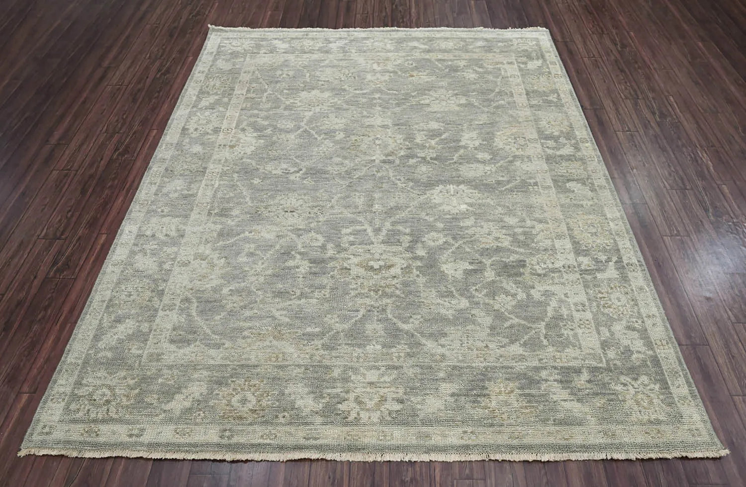 Multi Size Gray, Beige Hand Knotted 100% Wool Turkish Oushak Traditional Oriental Area Rug-2
