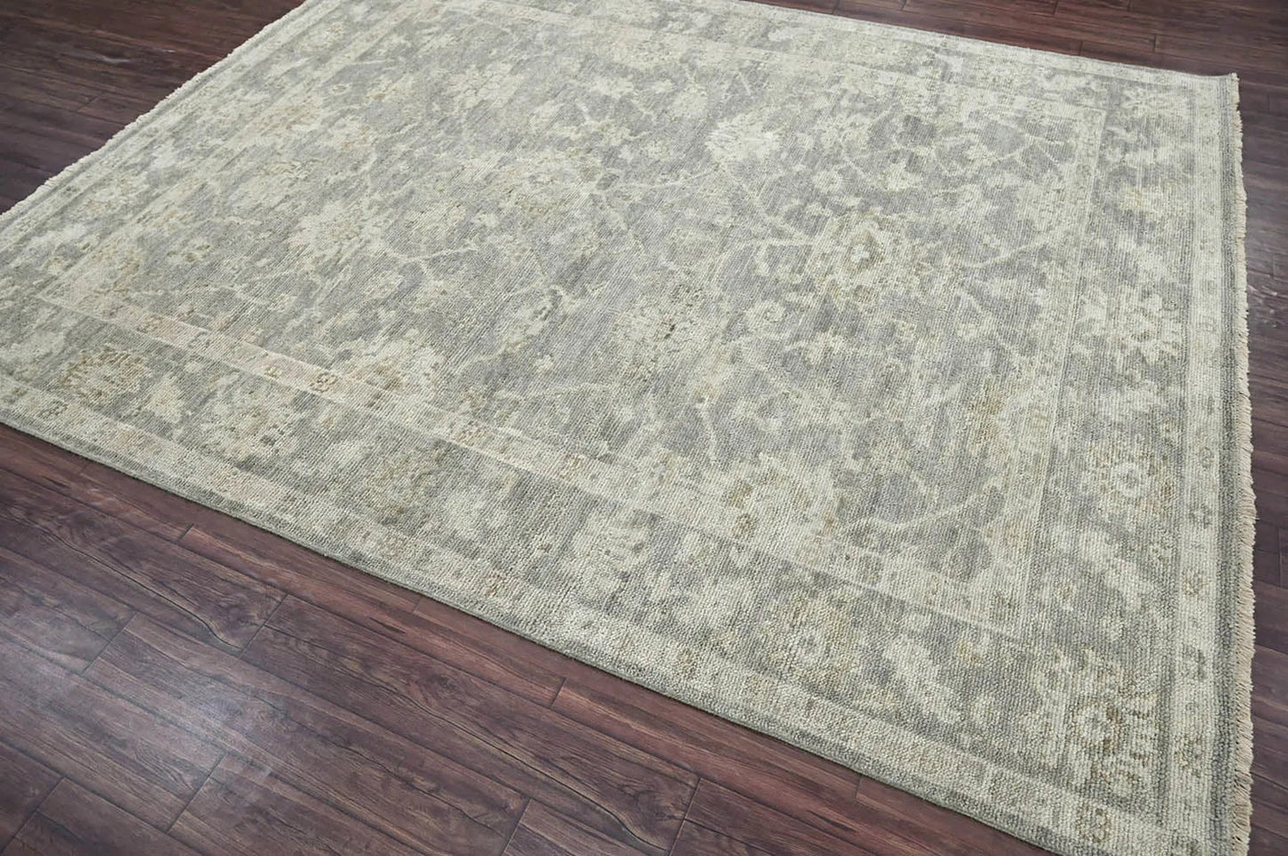 Multi Size Gray, Beige Hand Knotted 100% Wool Turkish Oushak Traditional Oriental Area Rug-3