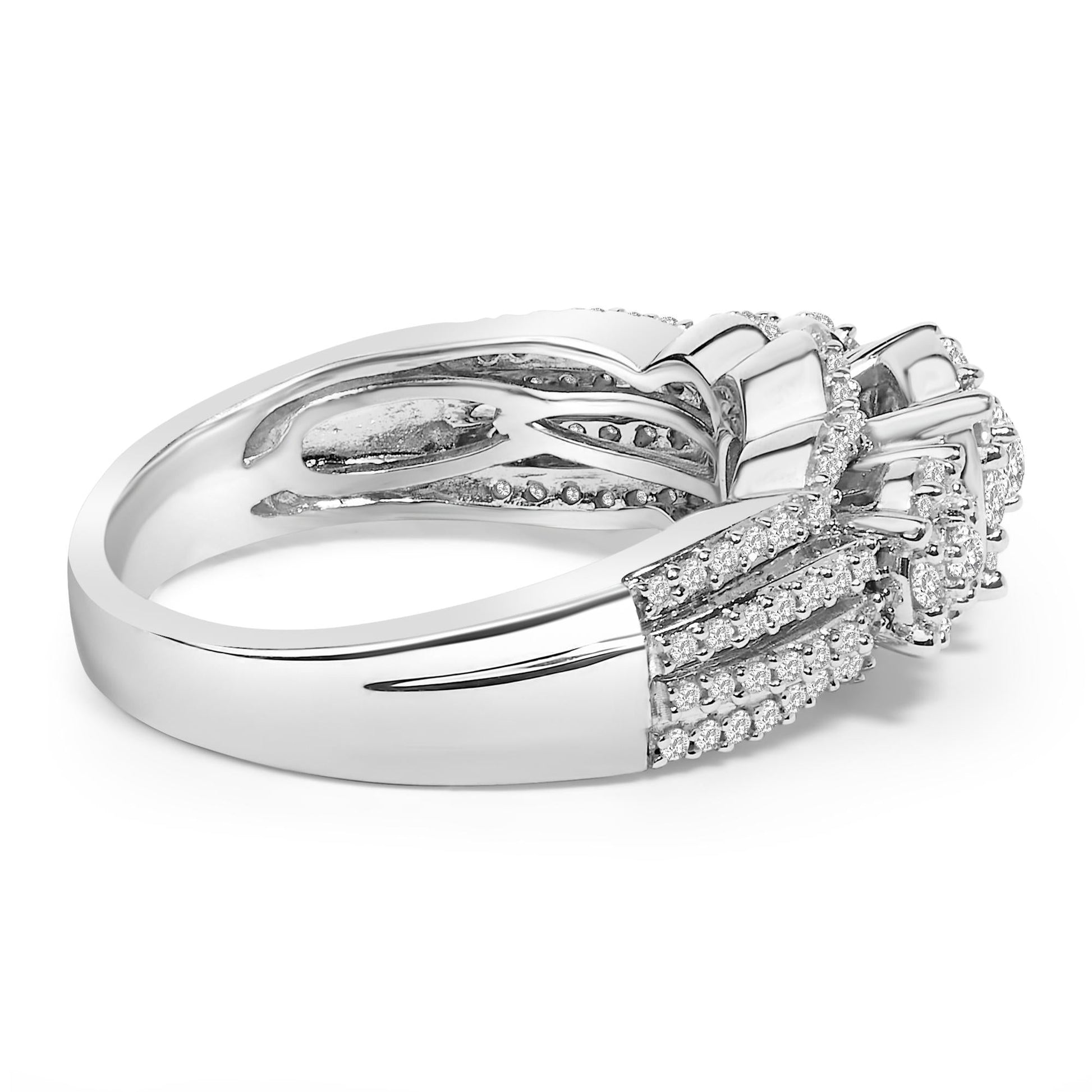 .925 Sterling Silver 1.0 Cttw Diamond Engagement Ring and Soldered Wedding Band Set-1