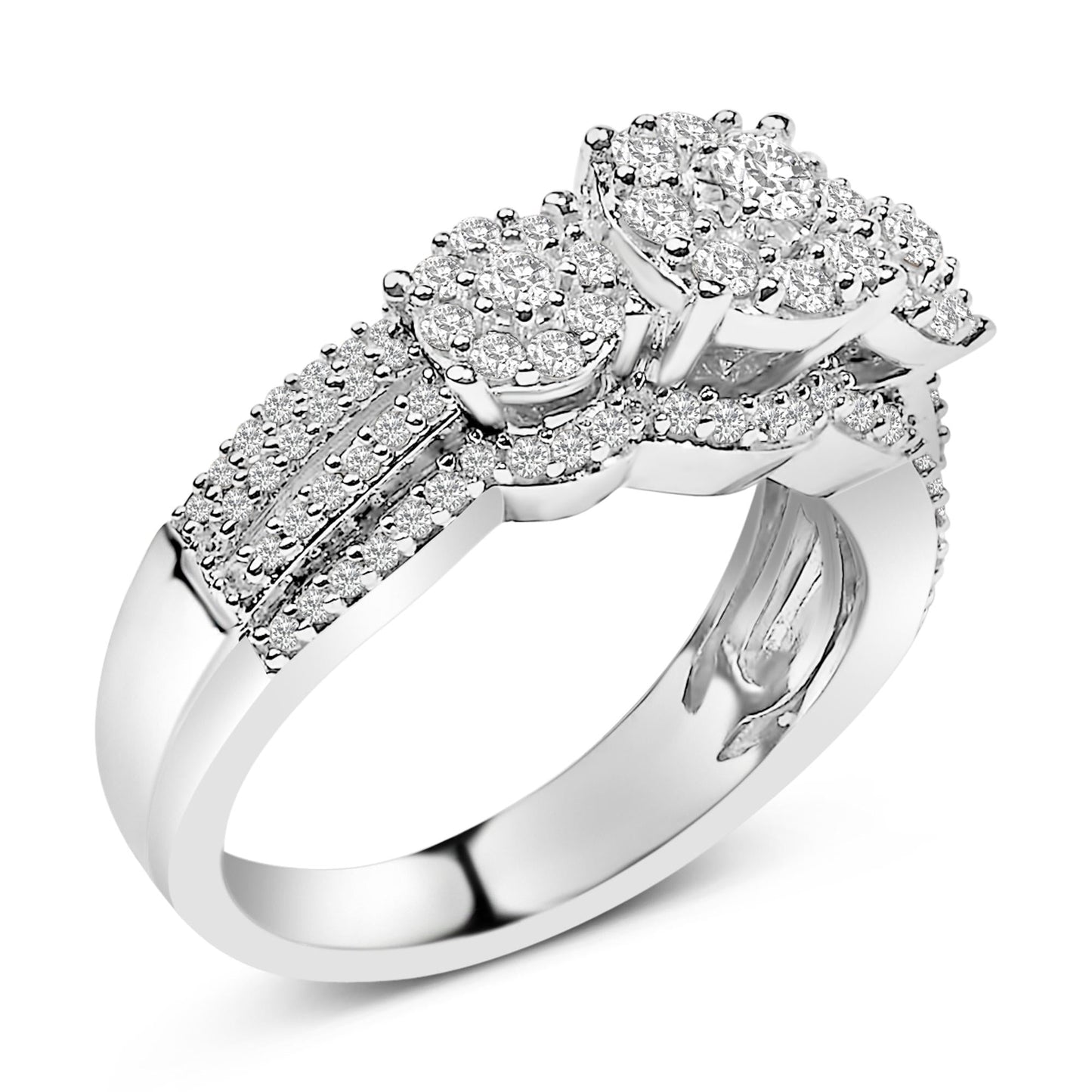 .925 Sterling Silver 1.0 Cttw Diamond Engagement Ring and Soldered Wedding Band Set-3