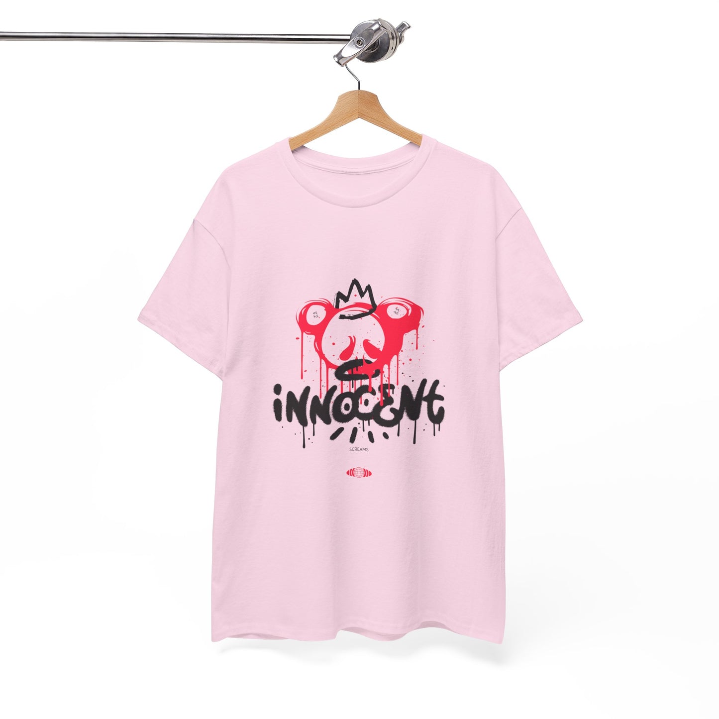 Edgy Graphic Tee: 'Innocent' Design, Urban Fashion, Streetwear, Unisex Cotton T-Shirt, Music Festivals, Casual Wear